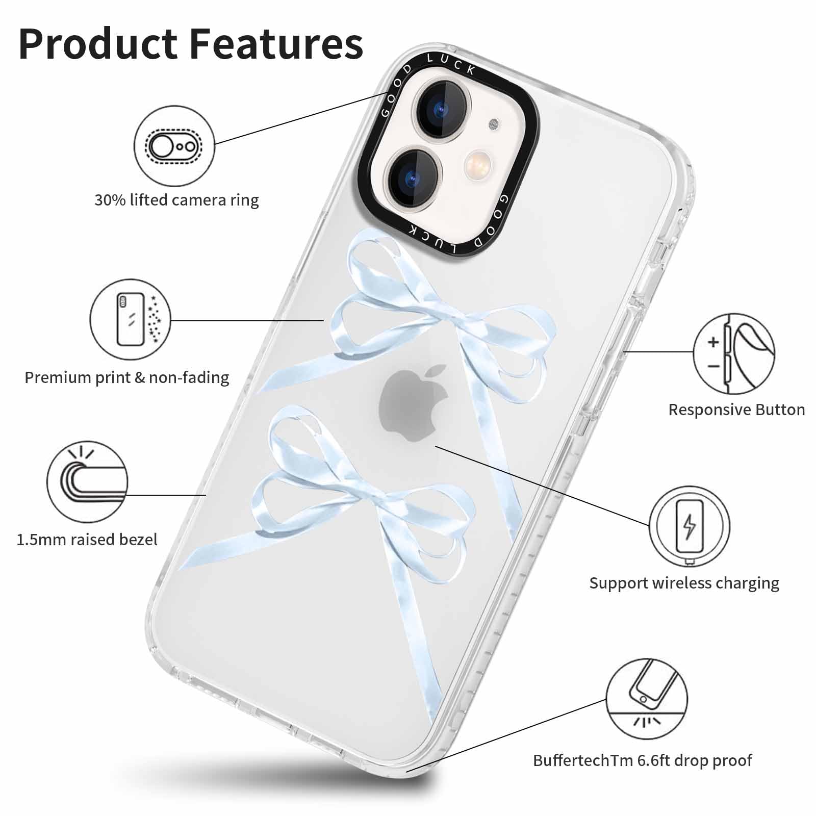 Rumdey 2 Pack Clear Bow Phone Case For Iphone 12 Mini 5.4 Inch, Cute Aesthetic Pattern Design Protective Soft Slim Shockproof Tp