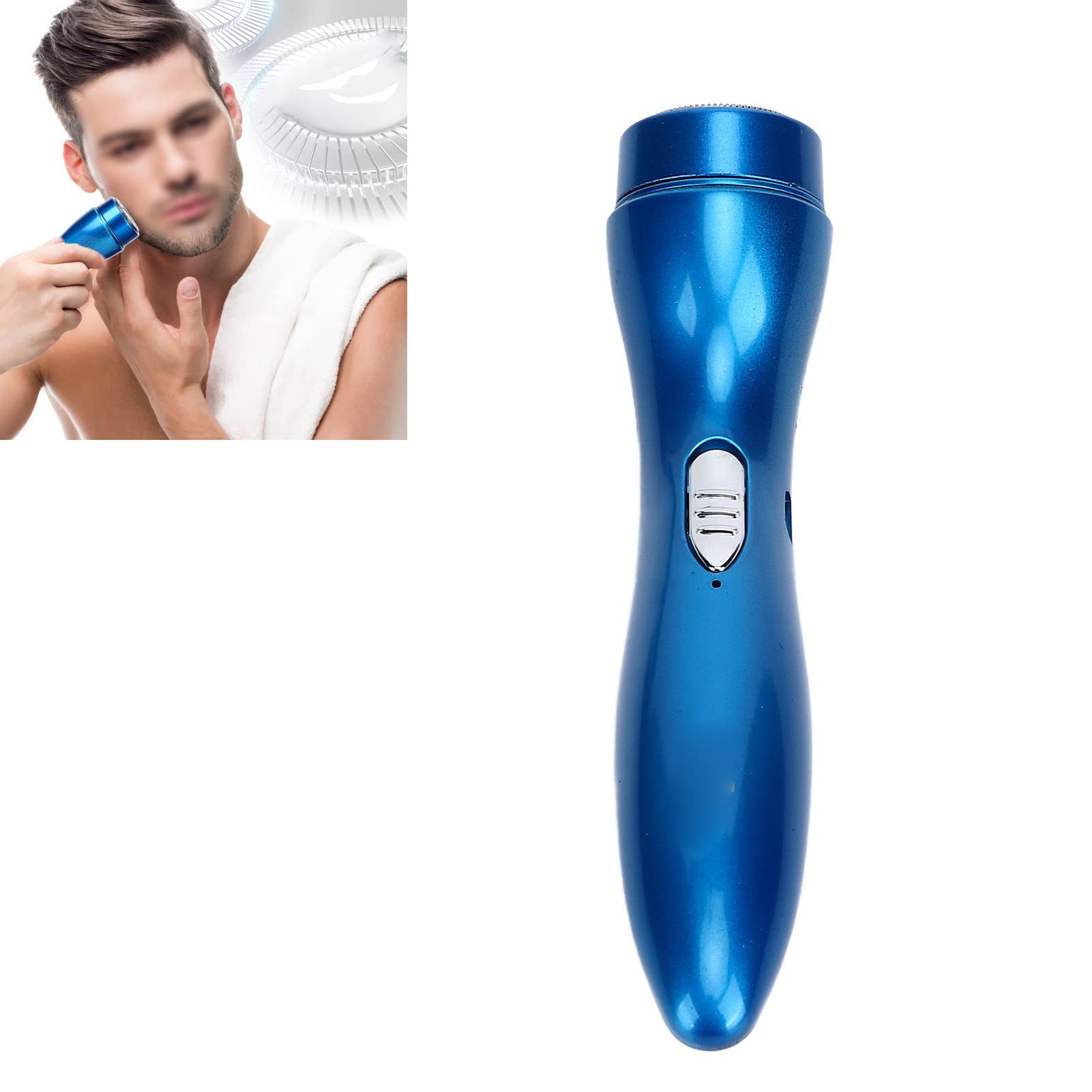 Electric Razor, Quiet High Speed Rotate Head Head Shaver For Home For Car (Blue)