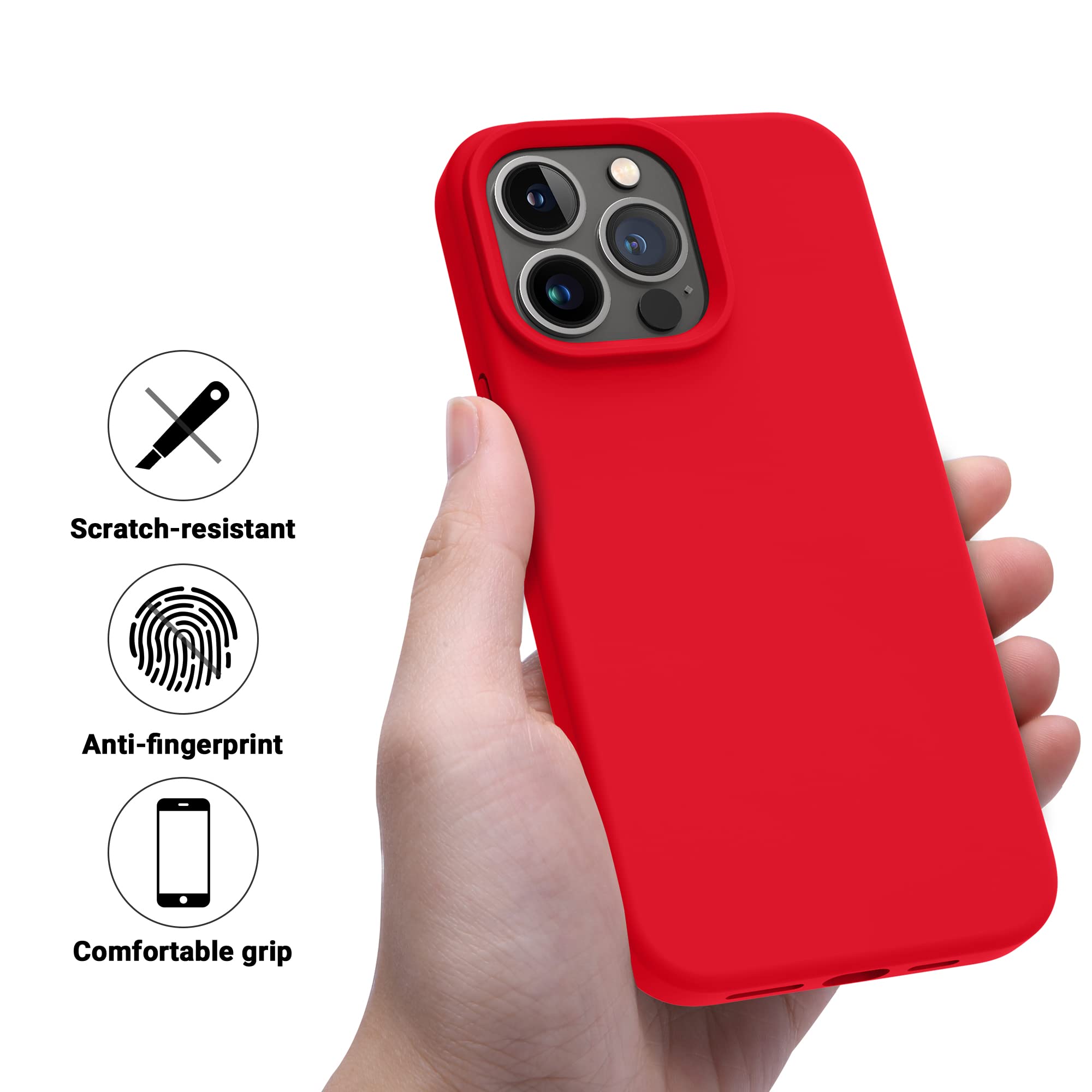 Otofly Designed For Iphone 14 Pro Case, Silicone Shockproof Slim Thin Phone Case For Iphone 14 Pro 6.1 Inch (Red)