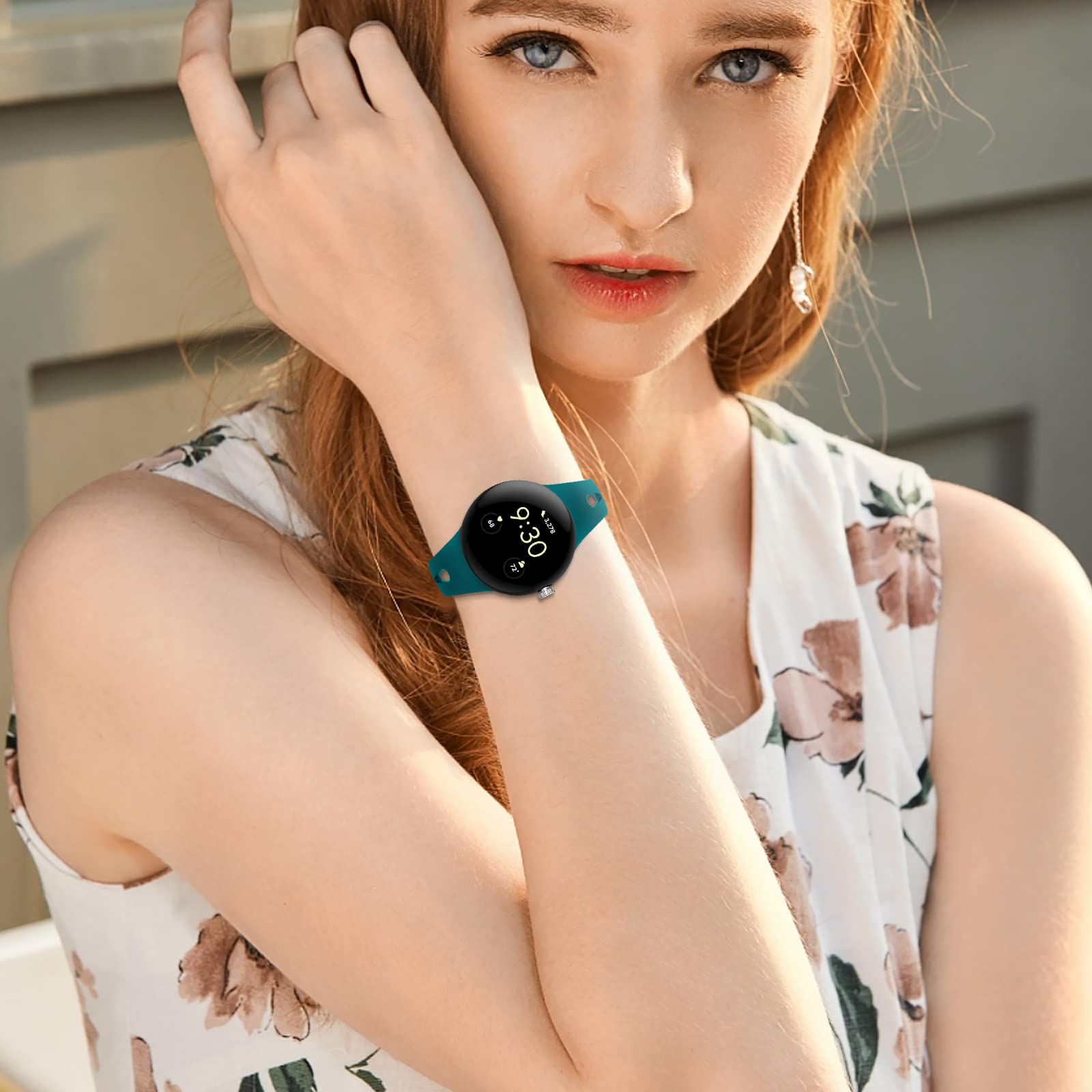 Eiavike Slim Bands Compatible With Google Pixel Watch Band Adjustable Breathable Soft Silicone Sport Replacement Watch Band Stra