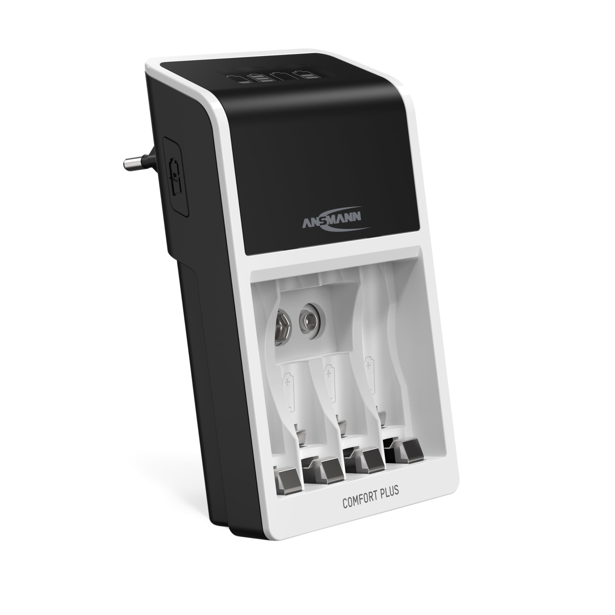 ANSMANN Comfort Plus - Caricatore for 1-4 NiMH Micro AAA/Mignon AA or 1-2 AAA/AA and an E-Block NiMH da 9 V