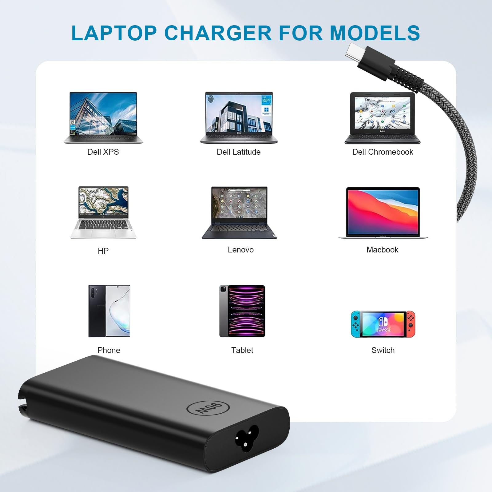 90 Watt Usb C Charger For Dell Latitude/Precision/Xps Laptop,Dell 90W Usb C Laptop Charger Ac Adapter For Dell Latitude 3400,350