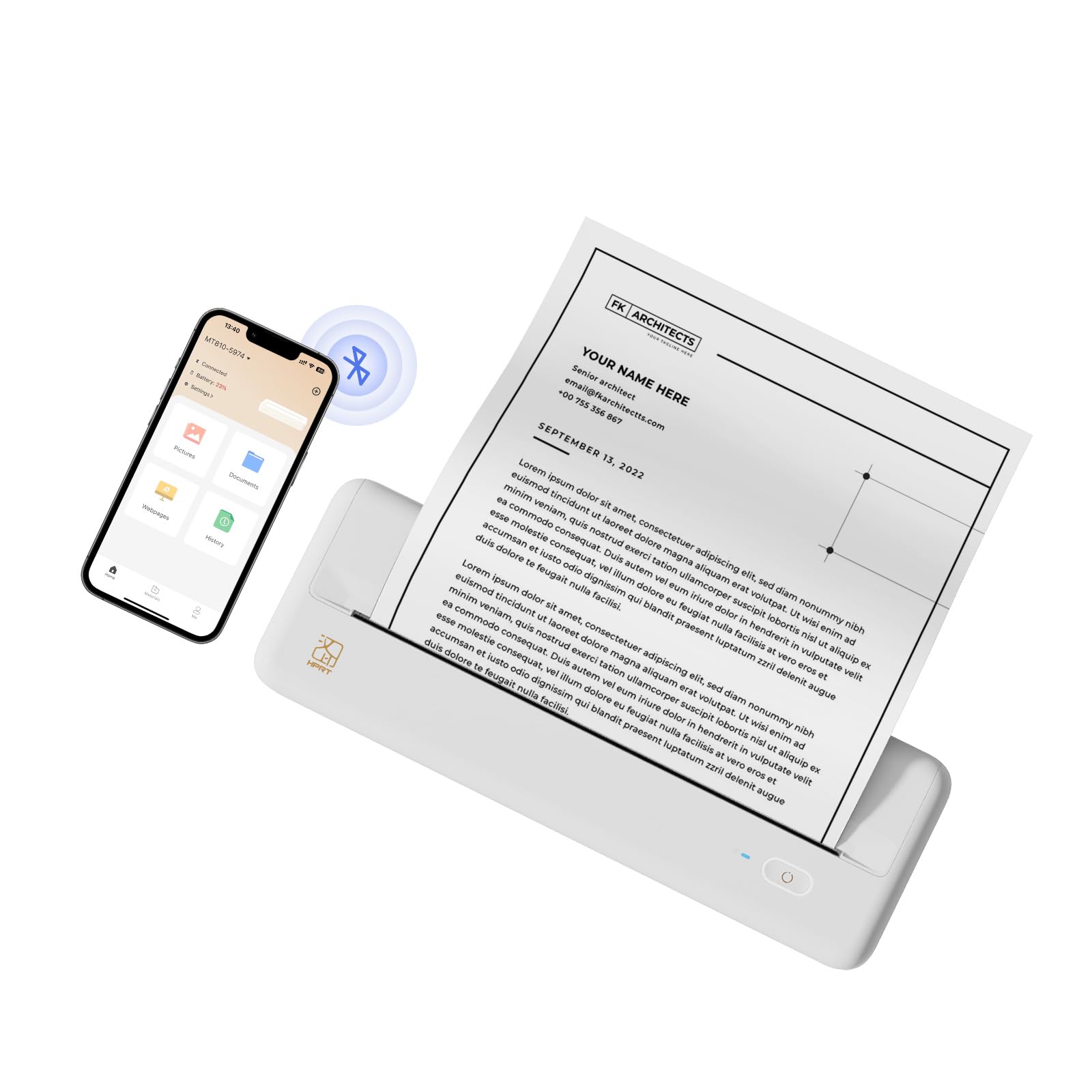 Hprt Wireless Portable Printer   Bluetooth Thermal Printer For Travel, Mobile Office, School, Home Compatible With Ios Android