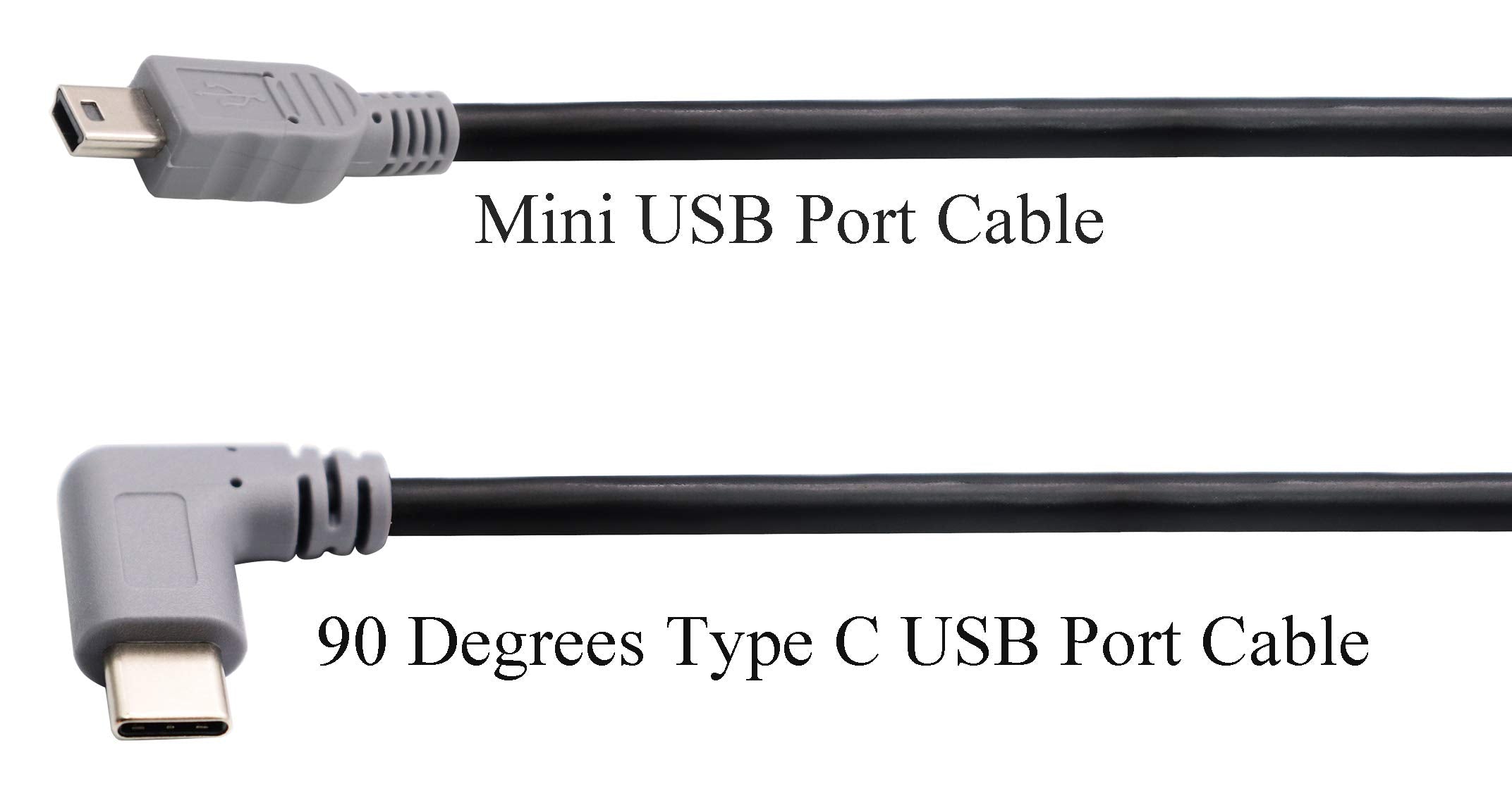 Zdycgtime Mini Usb To Type-C Cable 90 Degree Angle Usb 2.0 Type C Male To Mini 2.0 Male Data Sync And Charging Cable For Digital