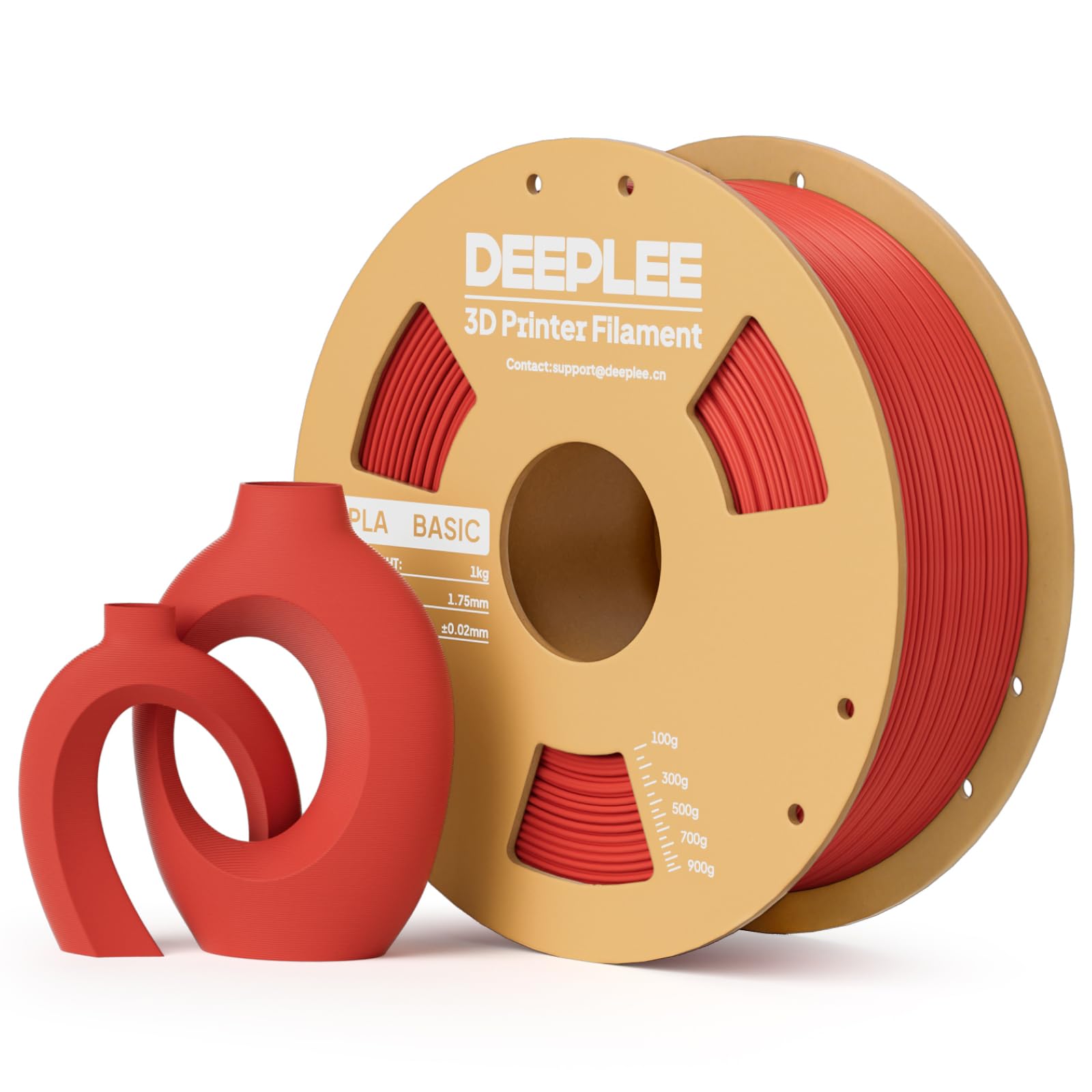 DEEPLEE Basic PLA Filament 1.75mm, 3D Printer Filament, Red 1kg