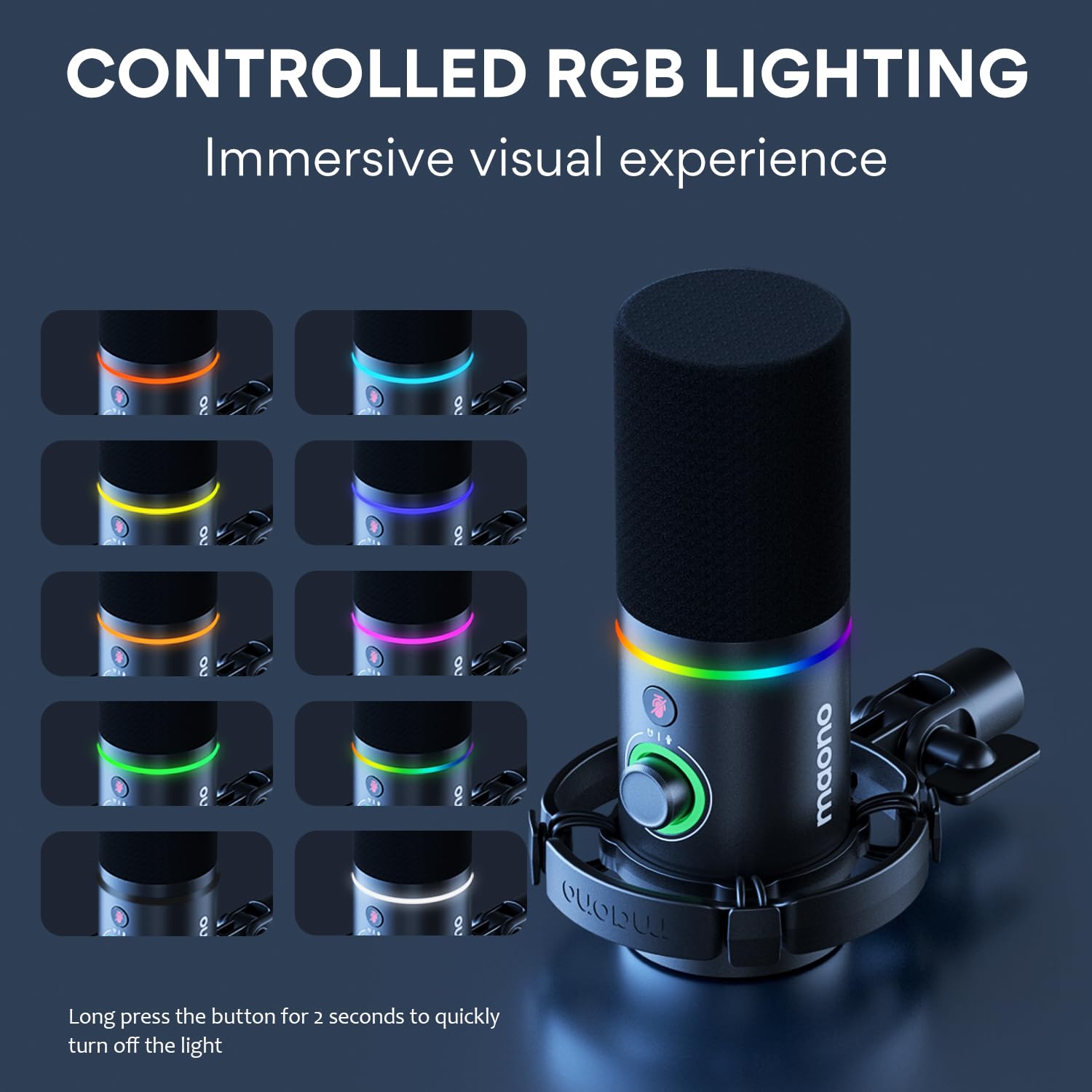 Maono Xlr/Usb Dynamic Microphone, Rgb Podcast Mic With Software For Streaming, Gaming, Recording, Voice Over, Metal Microphone W