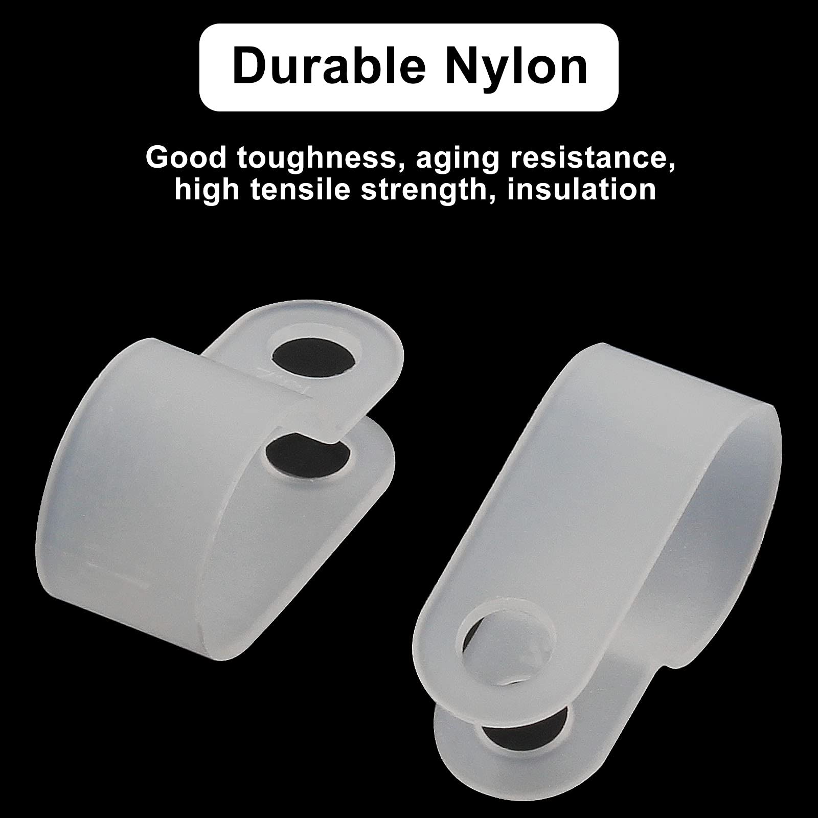 Bonsicoky 50Pcs 1/2 Inch Rope Light P Style Clips With Screws, Cable Clip Wire Clamp Cable Organizer Cord Holder For Wire Manage