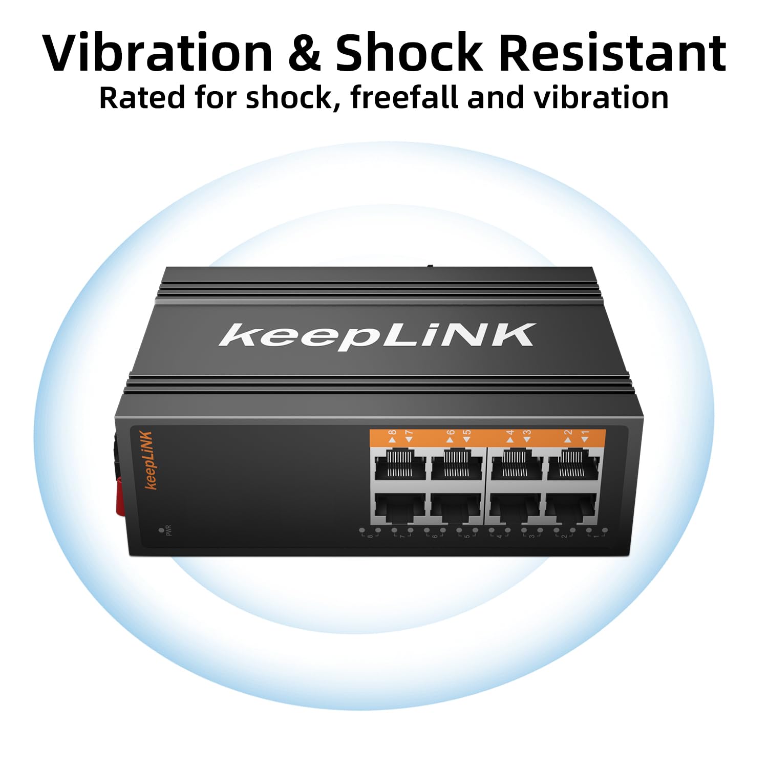 Keeplink 8 Port Industrial Gigabit Switch, Din Rail Network Switch Unmanaged, Ip40, Operating Temperature Range Of  30   75C ( 2