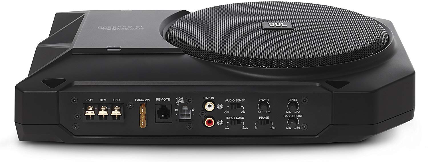 Jbl Basspro Sl 8-Inch 125W Rms Powered Under-Seat Compact Subwoofer Enclosure System (250 Watts Rms: 125 Watts), Black