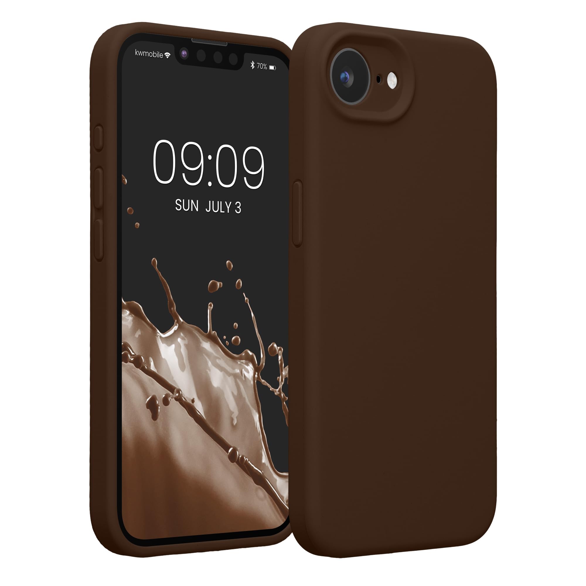 kwmobile Case Compatible with Apple iPhone 17e / iPhone 16e Case - Slim TPU Silicone Phone Cover - Soft Touch Finish - Chocolate