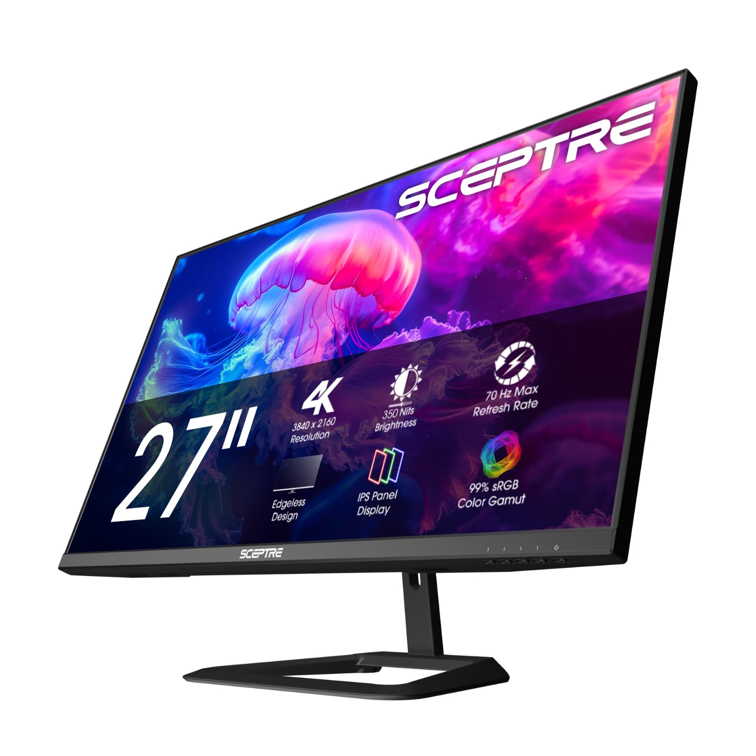 New! Sceptre 4K IPS 27 3840 x 2160 UHD Monitor up to 70+Hz DisplayPort HDMI 100% sRGB Build-in Speakers, Machine Black 2026 (U27