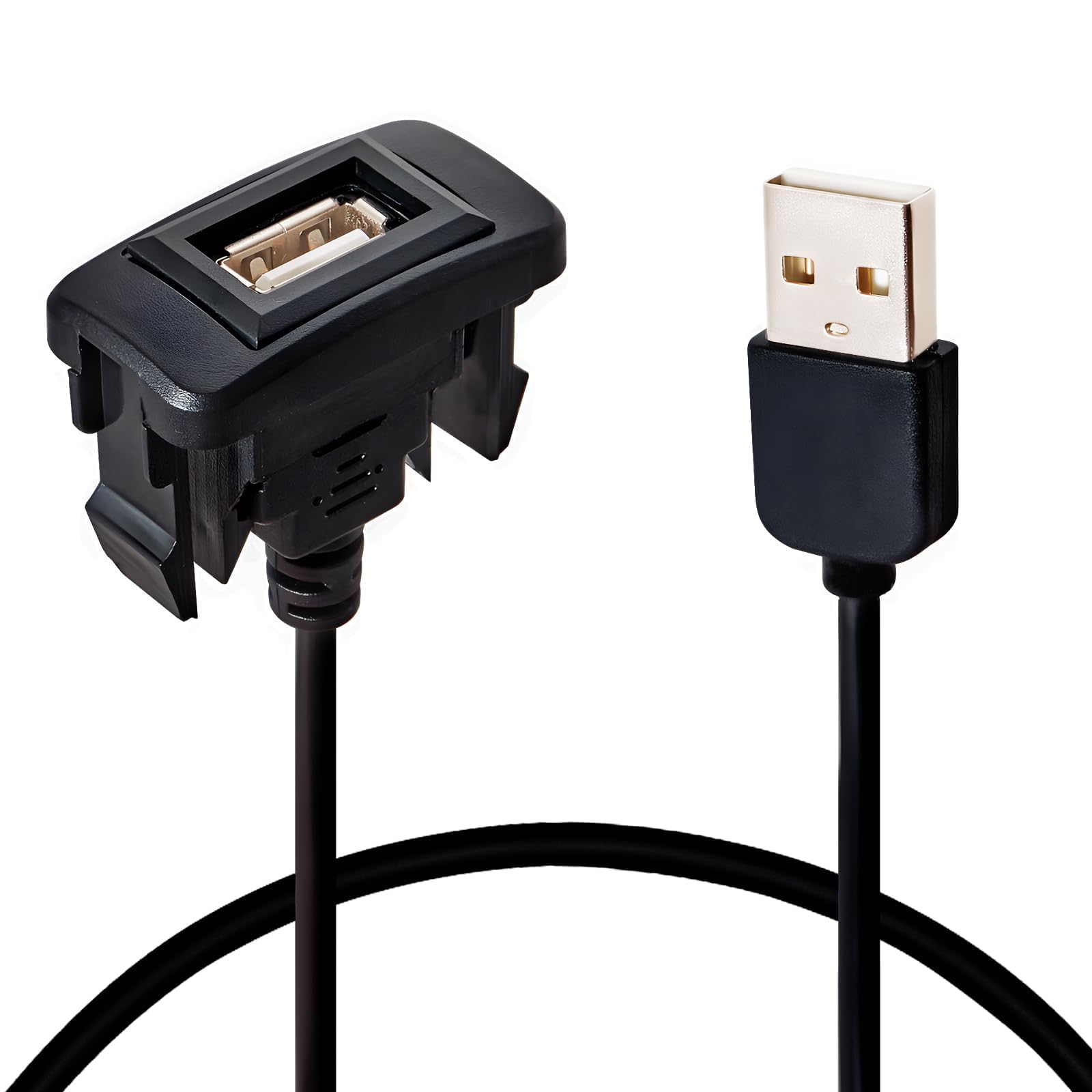 Anina 1.57'X0.87' Usb Port Car Charger For Toyota, Male To Female Usb Power Socket Adapter, Panel Flush Mount Extension Cable For Tacoma Fj Cruiser Highlander, Square Vehicle Dash Port For Ios Android