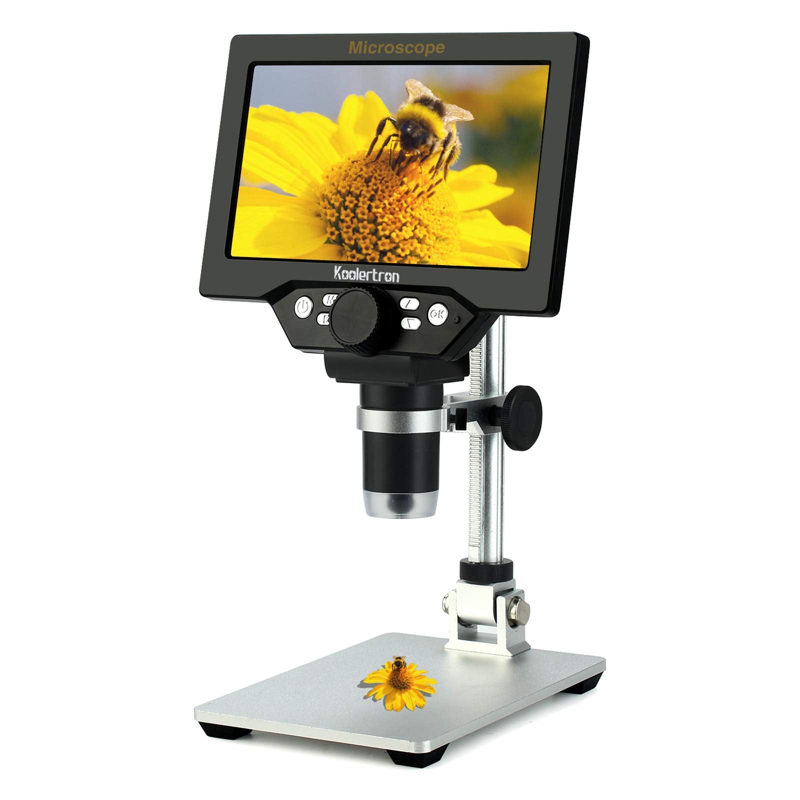 Koolertron 7 Inch Lcd Digital Microscope,12Mp 1 1200X Magnification 1080P Coin Microscope With Screen,8 Led Lights,Rechargeable
