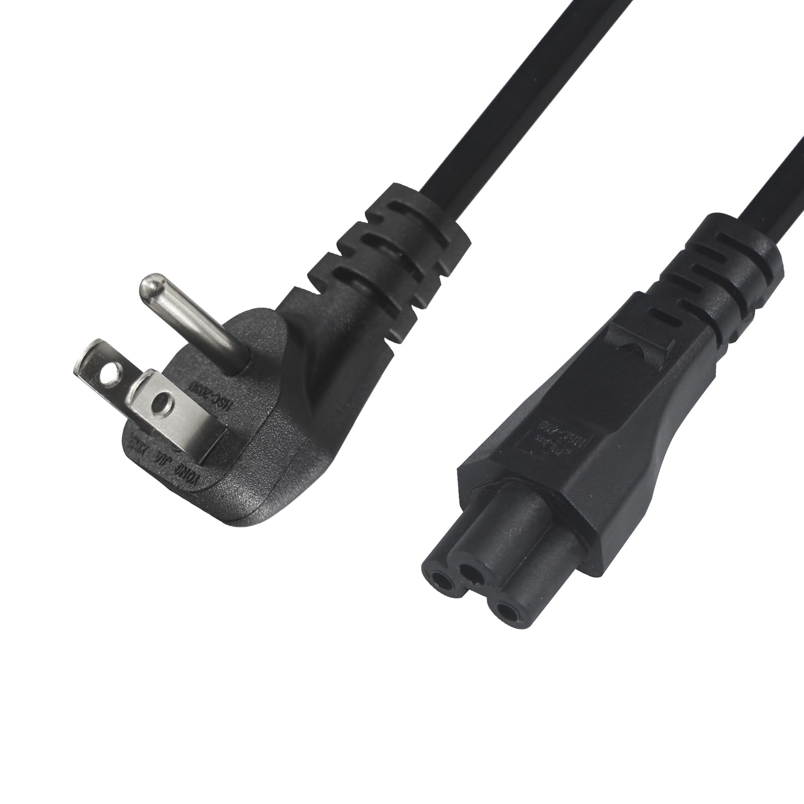 Us Standard Laptop Power Cord   2Ft 18Awg 90 Degree Flat Plug Nema 5 15P To Iec 60320 C5, Universal 3 Prong Ac Power Cable Repla