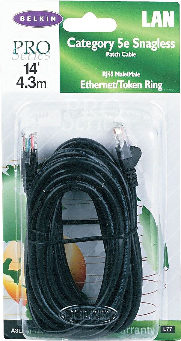 Belkin Snagless Cat5E Patch Cable * Rj45M/Rj45M; 14 Black (A3L791B14 Blk S)