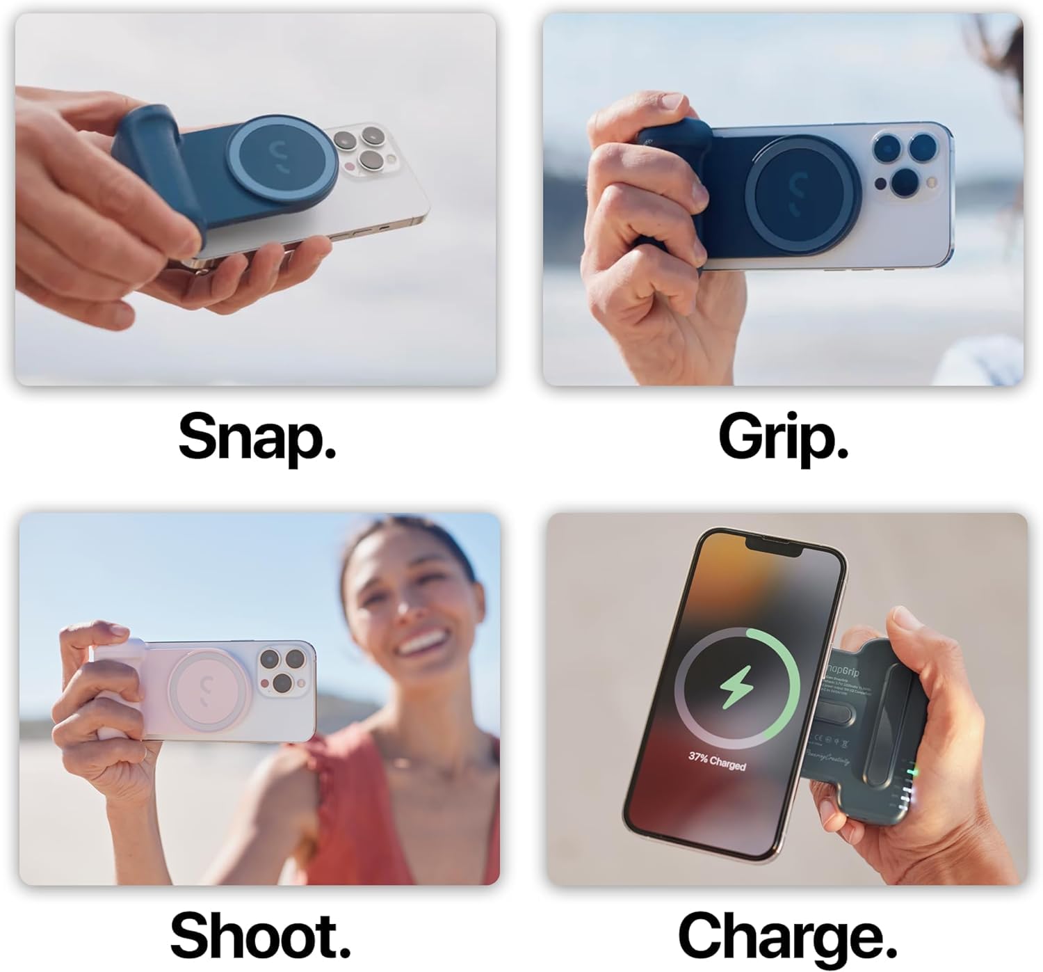 Shiftcam Snapgrip Creator Kit   Includes Snapgrip, Snaplight, Snappod And Carry Pouch   Magnetic Mount Snaps On To Any Phone | M