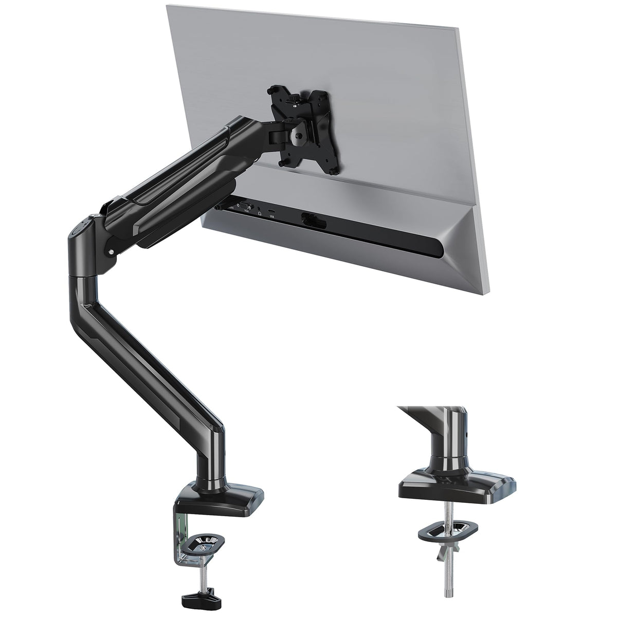 Bontec Single Arm Monitor Desk Mount For 13 To 34 Inch Screen, Tilt, Swivel, Rotation, Ergonomic Gas Spring Monitor Stand With C