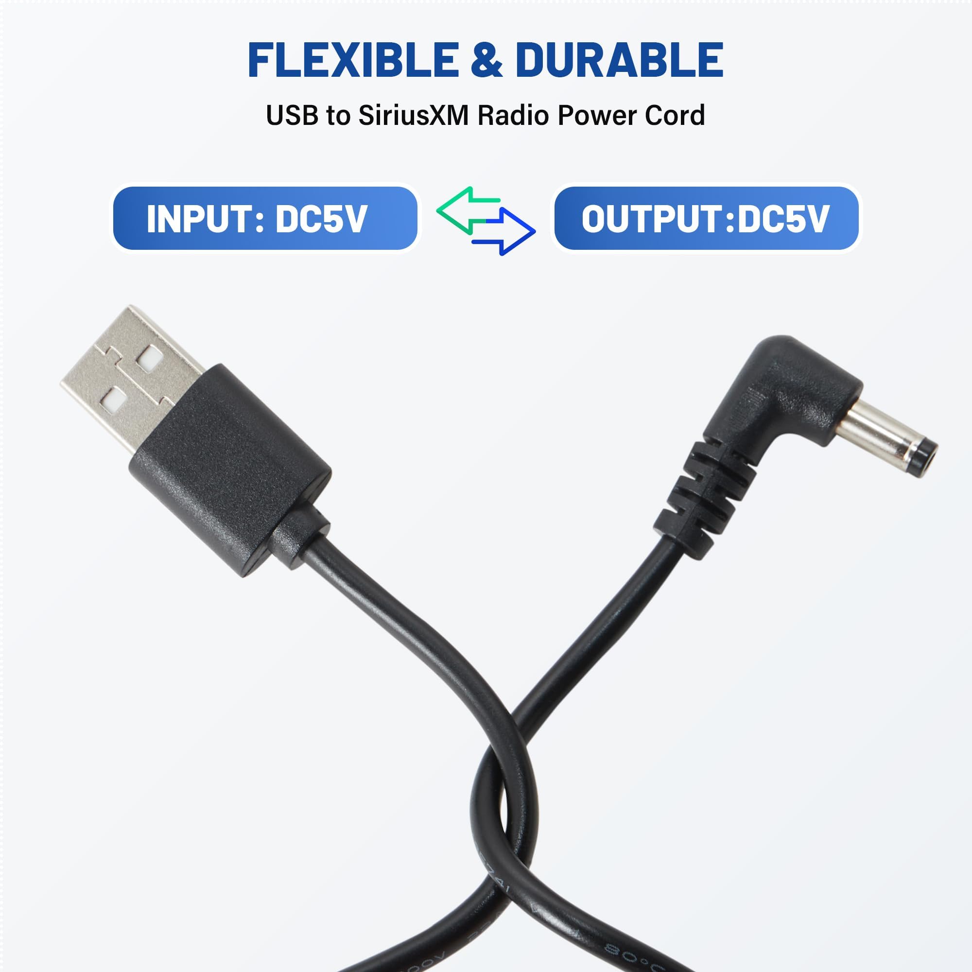 Anina 3.2Ft Usb Power Cord Cable 5 Volt Charger Connector For Sirius Xm Radios Receiver For Sxvd1(A), Xdpiv1, Xdpiv2, Sdpiv1, Xa