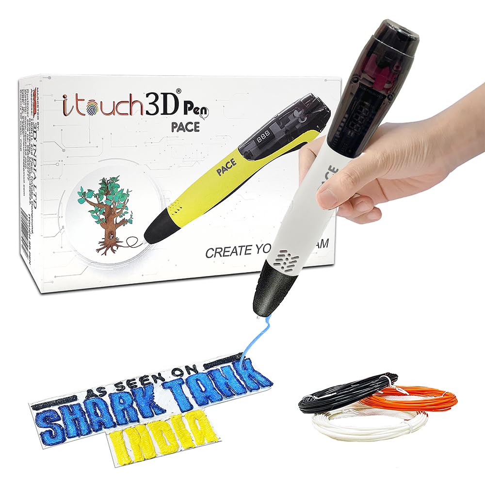 Wol3D I Touch Pace 3D Magic Pen (White) For Kids, Ergonomic Grip, Adjustable, Intelligent Speed & Temperature Regulation, Oled D