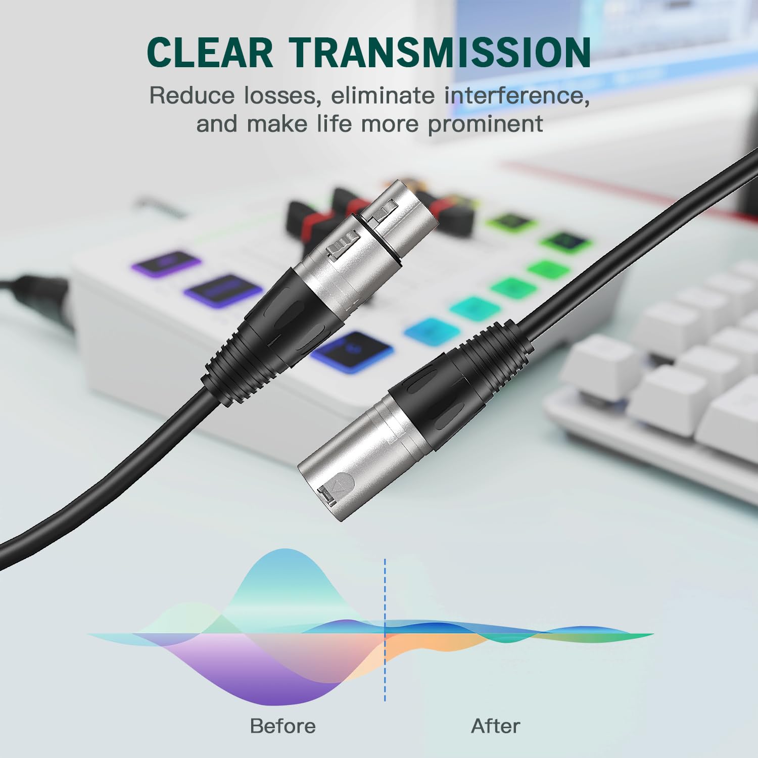 Fifine Xlr Cable, 10Ft Cable With Balanced 3 Pin, Xlr Male To Female Mic Audio Cord, Xlr Speaker Cable, Mic Wire, Compatible Wit