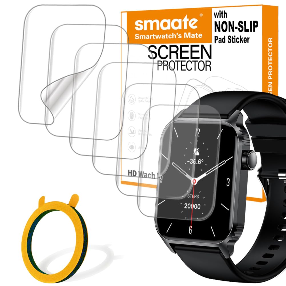 Smaate Screen Protector Compatible With Trausi Tg08 1.83    Fitness Tracker Smart Watch, 6-Pack Soft Tpu, Full Coverage, Bubble 