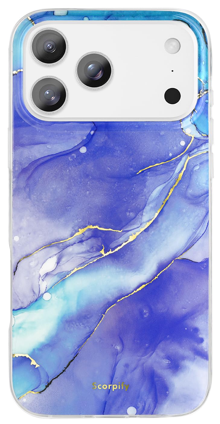 SCORPIFY for iPhone 17 Pro Max Case [Compatible with MagSafe] with Fantasy Blue Marble Design, Cute Magnetic Phone Cover for Wom