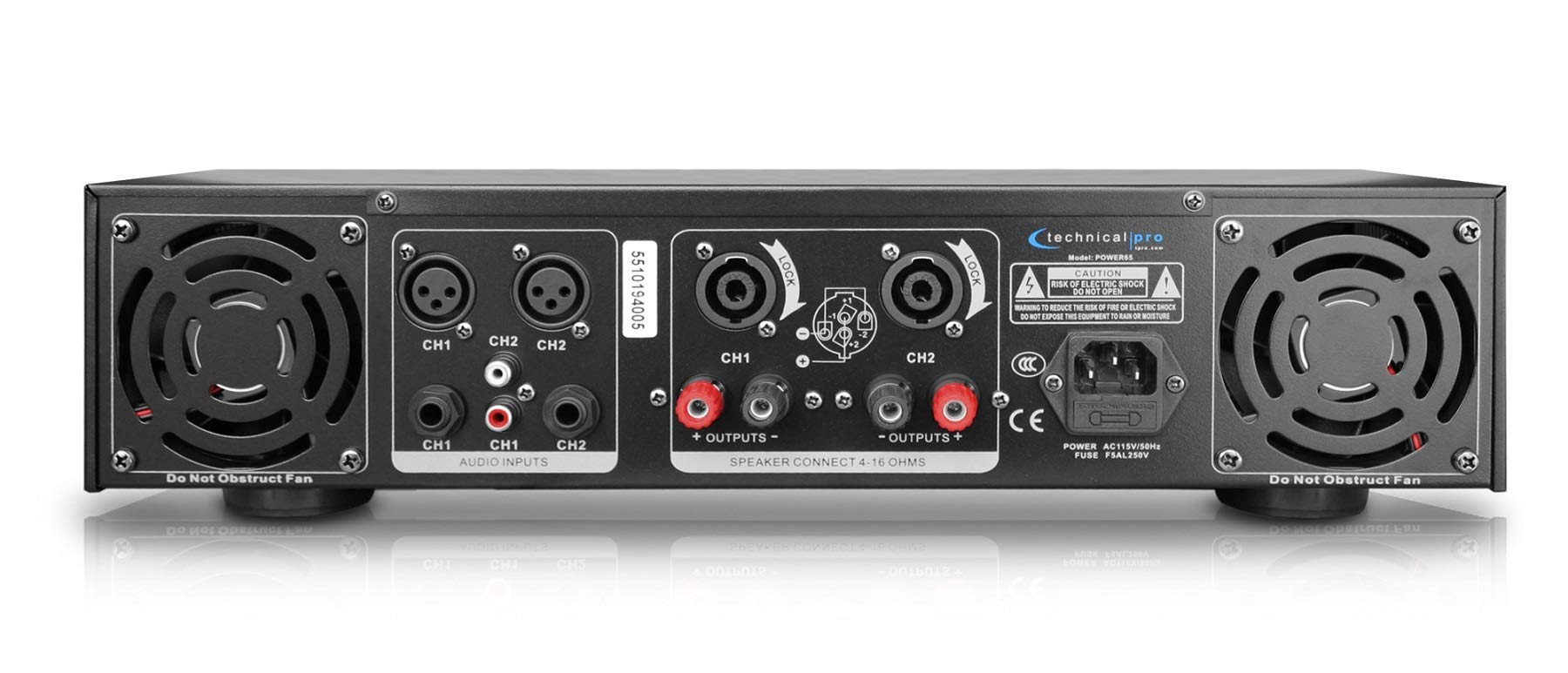 Technical Pro 2 Channel Digital Stereo Power Amplifier, 6500 Watts, Portable PA System, Black, Model POWER65