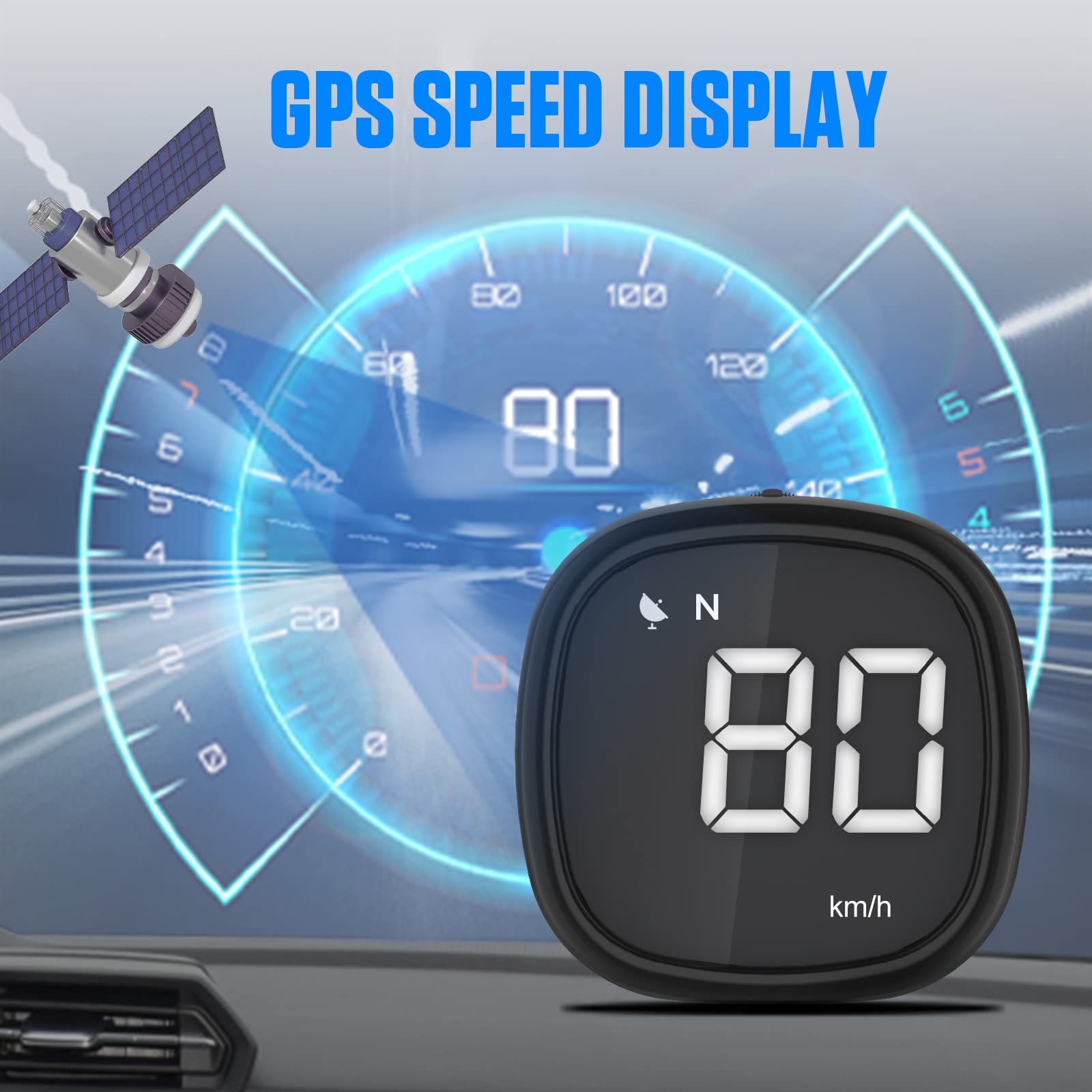 Autoand Car Gps Speedometer With Digital Hud Display, Off Road Real Time Speed Monitor With Overspeed And Fatigue Driving Remind