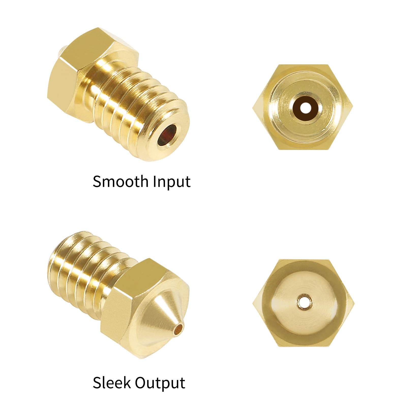 Aokin 16 Pcs Extruder Nozzles 3D Printer Brass Nozzles For E3D V5 V6 0.2Mm 0.3Mm 0.4Mm 0.5Mm 0.6Mm 0.8Mm 1.0Mm For 1.75Mm Filame