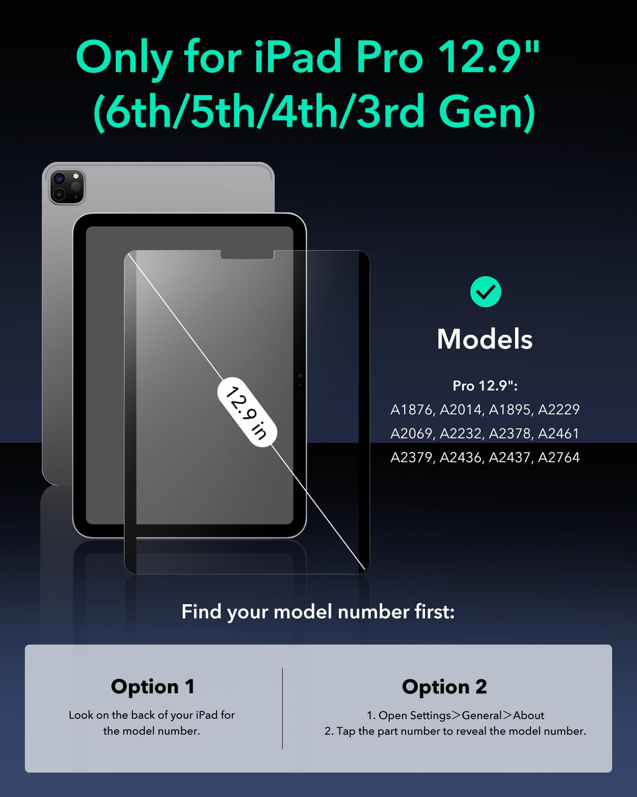 Esr 2 Pack Ipad Pro 12.9 Inch Paper Feel Magnetic Screen Protector 6Th/5Th/4Th/3Rd Generation (2022/2021/2020/2018), Write And Draw Like On Paper, Detachable And Reusable, Matte Finish