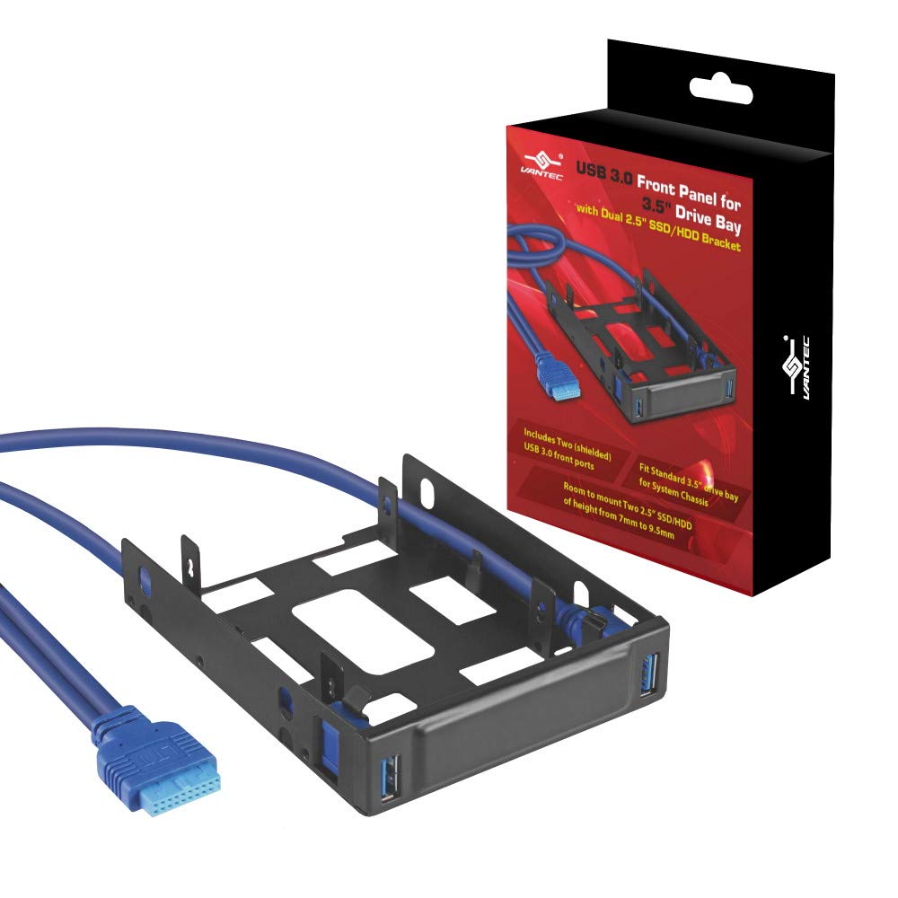 Vantec AC HDA302H USB3.0 FrontPanel f 3.5DriveBay w Dual 2.5SSD HDD Bracket