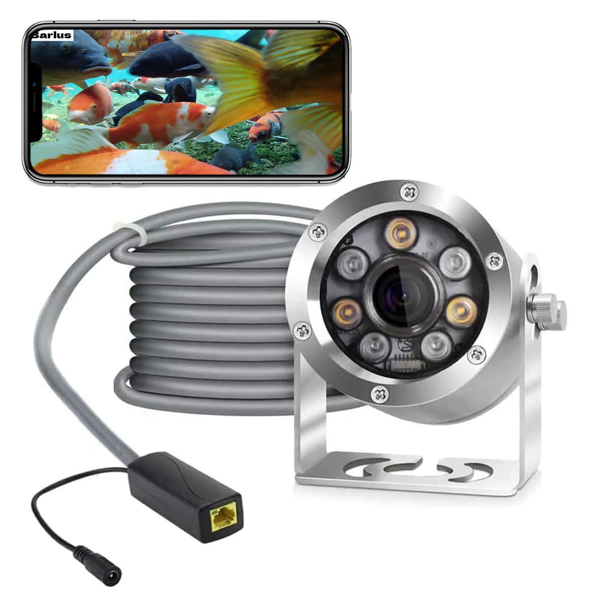 Barlus Hd Aquarium Poe Underwater Ip Camera Marine Stainless Steel 2592 * 1944 Cmos 2.8Mm Lens With Fill Light Ip68 Waterproof C