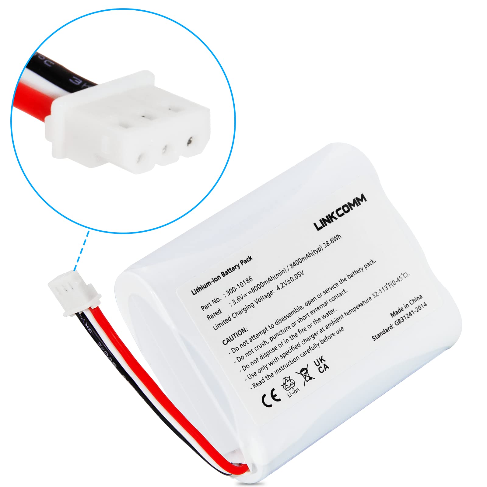 Linkcomm 300 10186 Battery Replacement For Adt Command Smart Security Panel, 3.6V/4.2V 8000Mah Lithium Ion Battery Pack