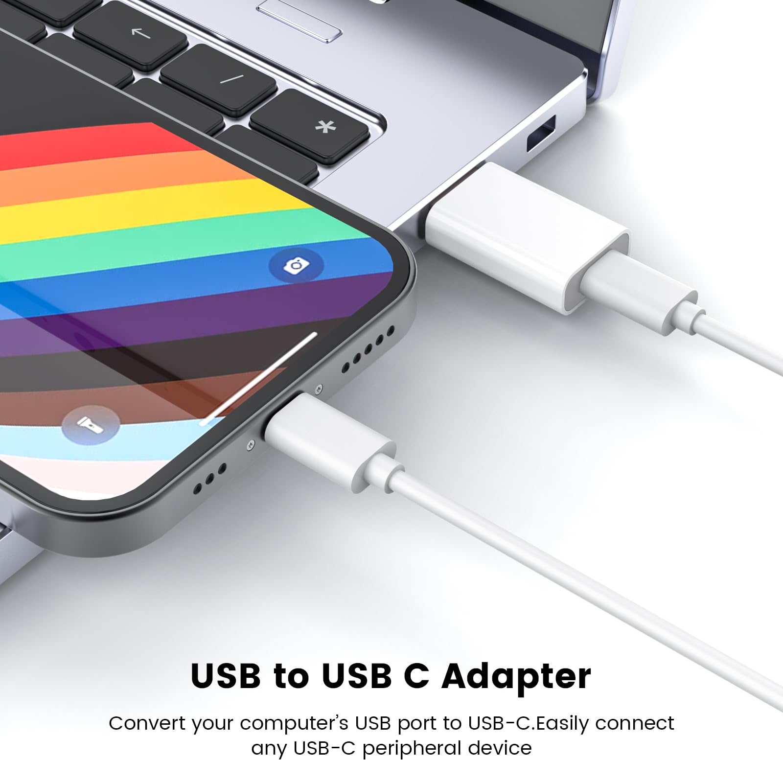 Moswag Usb To Usb C Adapter, Usb C Female To Usb Male Adapter Compatible With Apple Magsafe Watch 9/8/7/Se/Ultra, For Iphone 16 15 14 13 12 Mini Pro Max,Ipad,Galaxy Note,Pixel,Carplay,Wall Plug