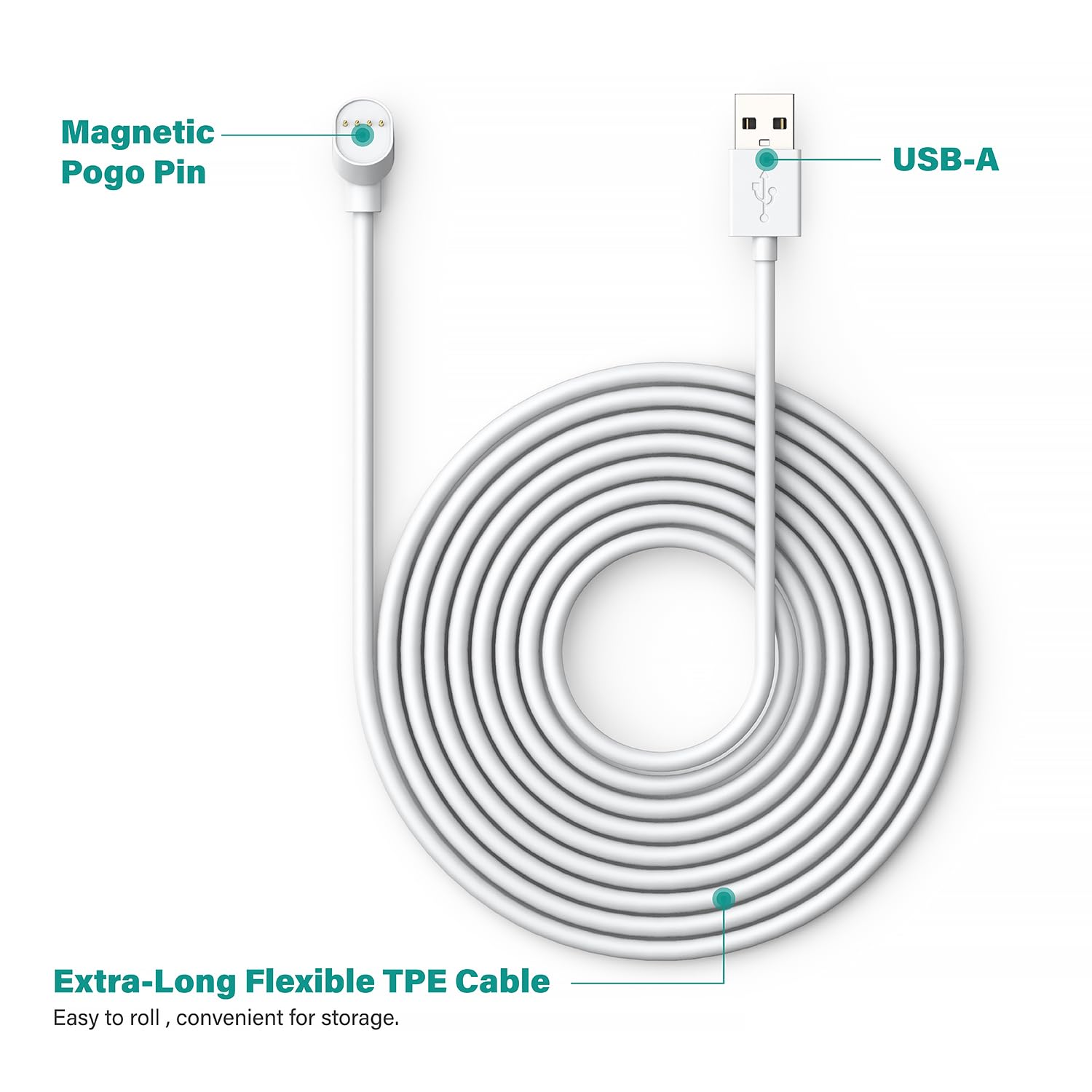 Tusita 10Ft Power Cord Compatible Google Nest Cam Outdoor Or Indoor Camera   White, 3M