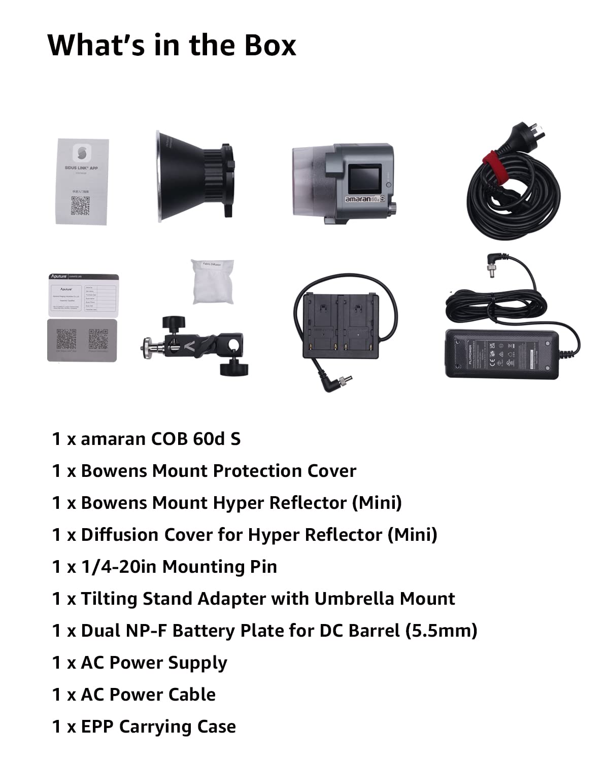 Aputure Amaran 60Ds Video Lighting,Amaran 60D Studio Light,65W Bowens Mount Led Video Light,App Control,Dc/Ac Power Supply,Photo