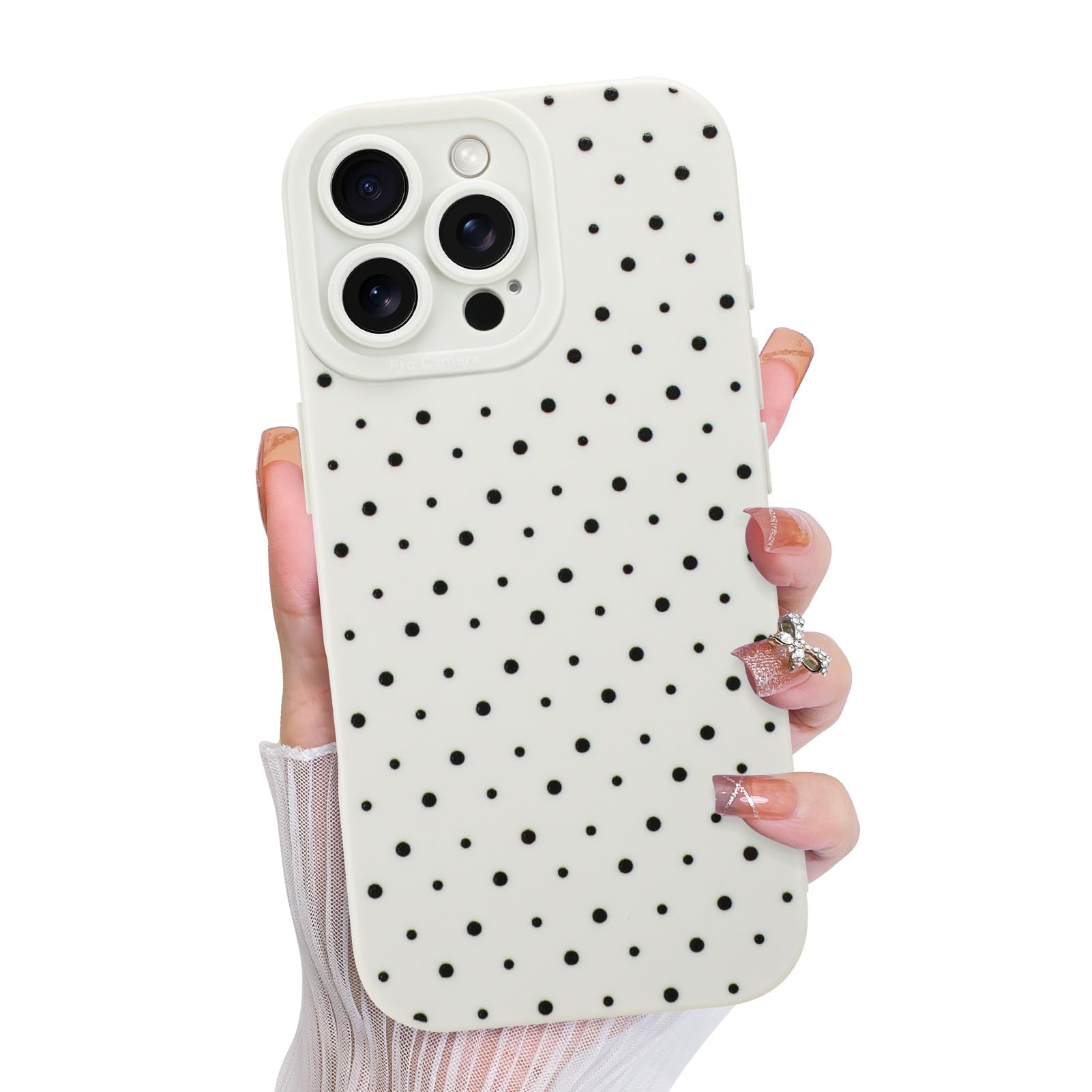 KANGHAR Compatible with iPhone 16 Pro Max Case, Silicone Spot Cute Pattern, Camera Protection Soft Slim Phone Cover for Girls Wo