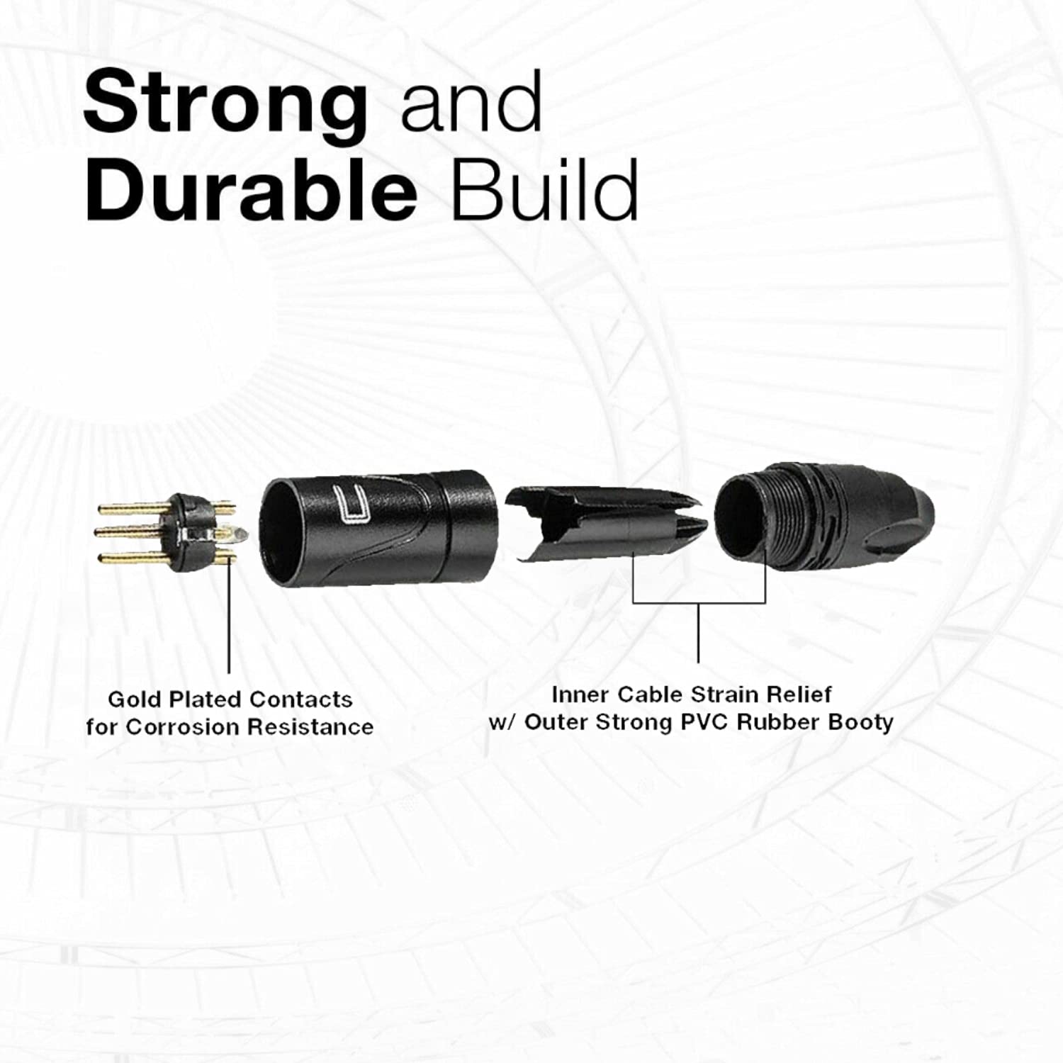 Balanced Xlr Cable Male To Right Angle 1/4'' Trs   35 Feet Black   Pro 3 Pin Microphone Connector For Powered Speakers, Audio In