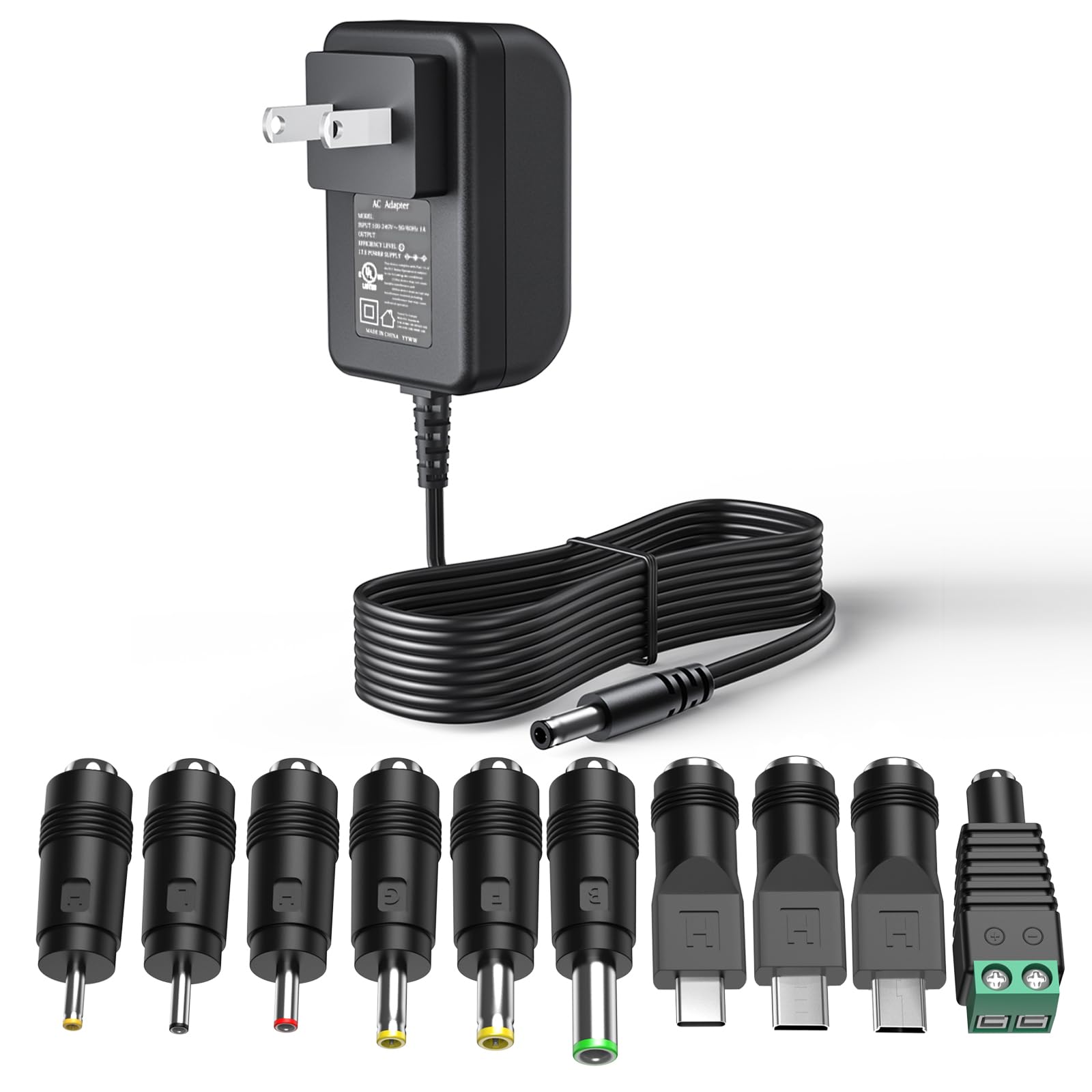 Donyoie 5V 1A Power Supply 5 Volt Charger 1000Ma 5W Max Regulated Switching Ac To Dc Cord Adapter With 10 Replacement Connector