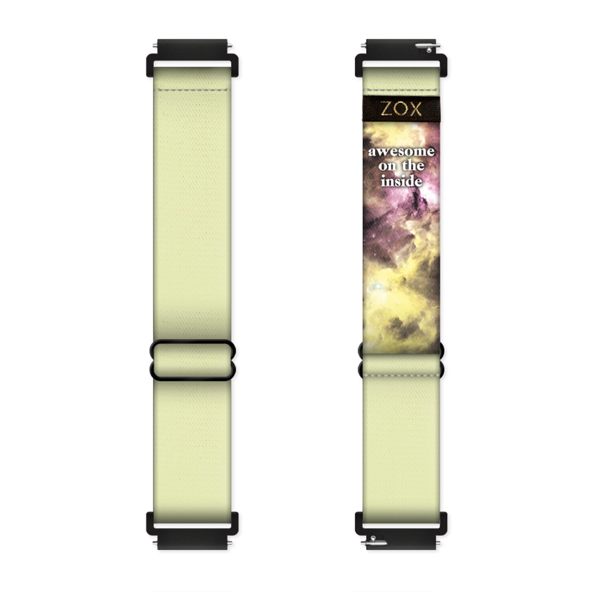 Zox Android Smart Watch Band - Lemon Lime | Soft, Adjustable Elastic Band With Motivational Affirmations And Beautiful Artwork -