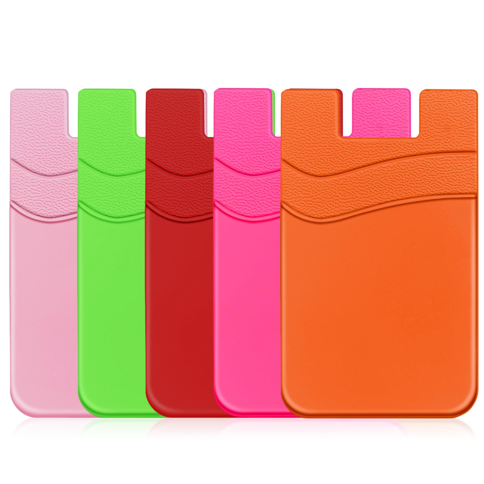 Senose 5 Pack Cell Phone Wallet, Silicone Phone Card Holder, Phone Credit Card Holder Adhesive Stick On For Back Of Phone Case,