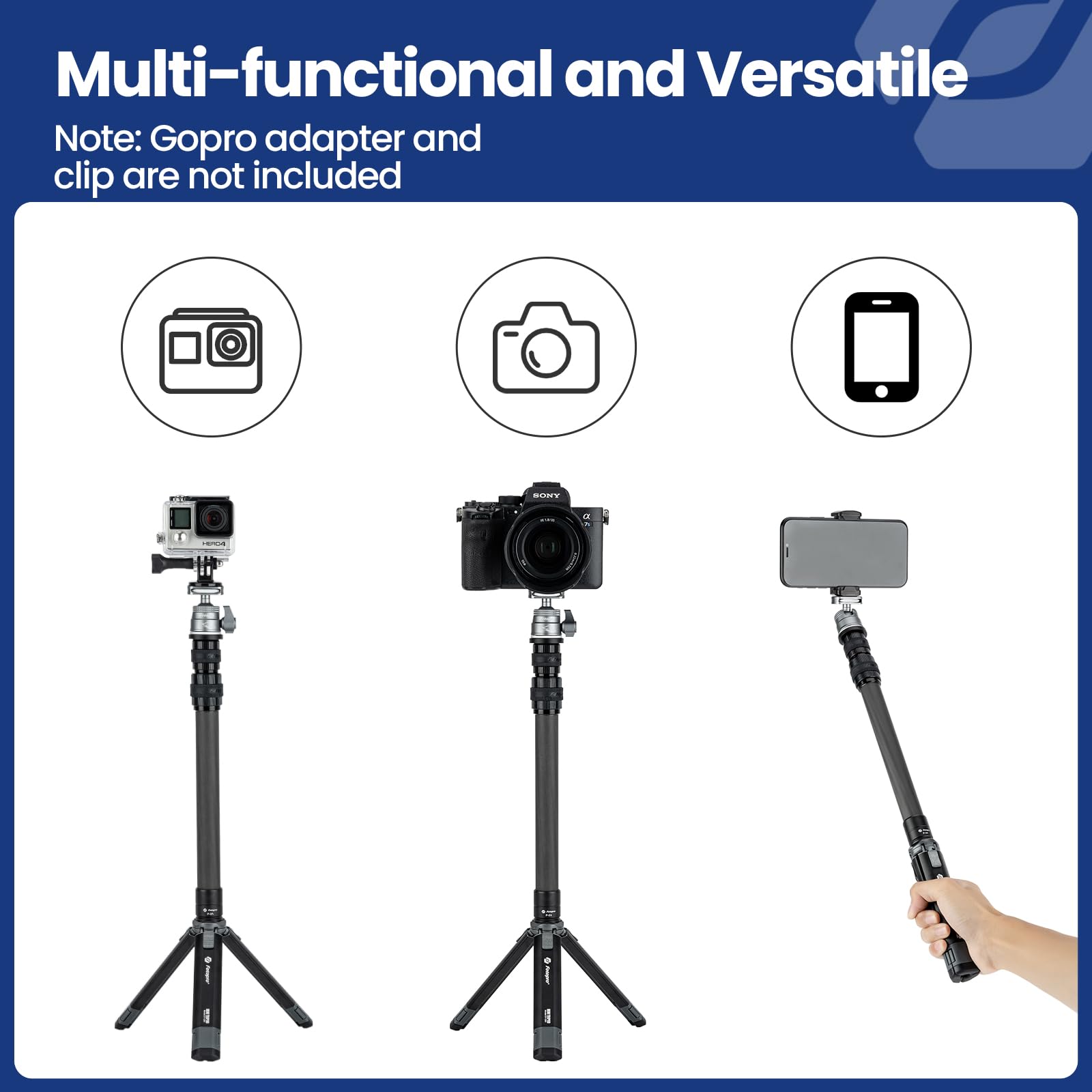 Fotopro Mini Camera Tripod With Carbon Fiber 3 Section Center Cloum 360Ballhead Extendable Portable Small Desktop Tripod For Iph