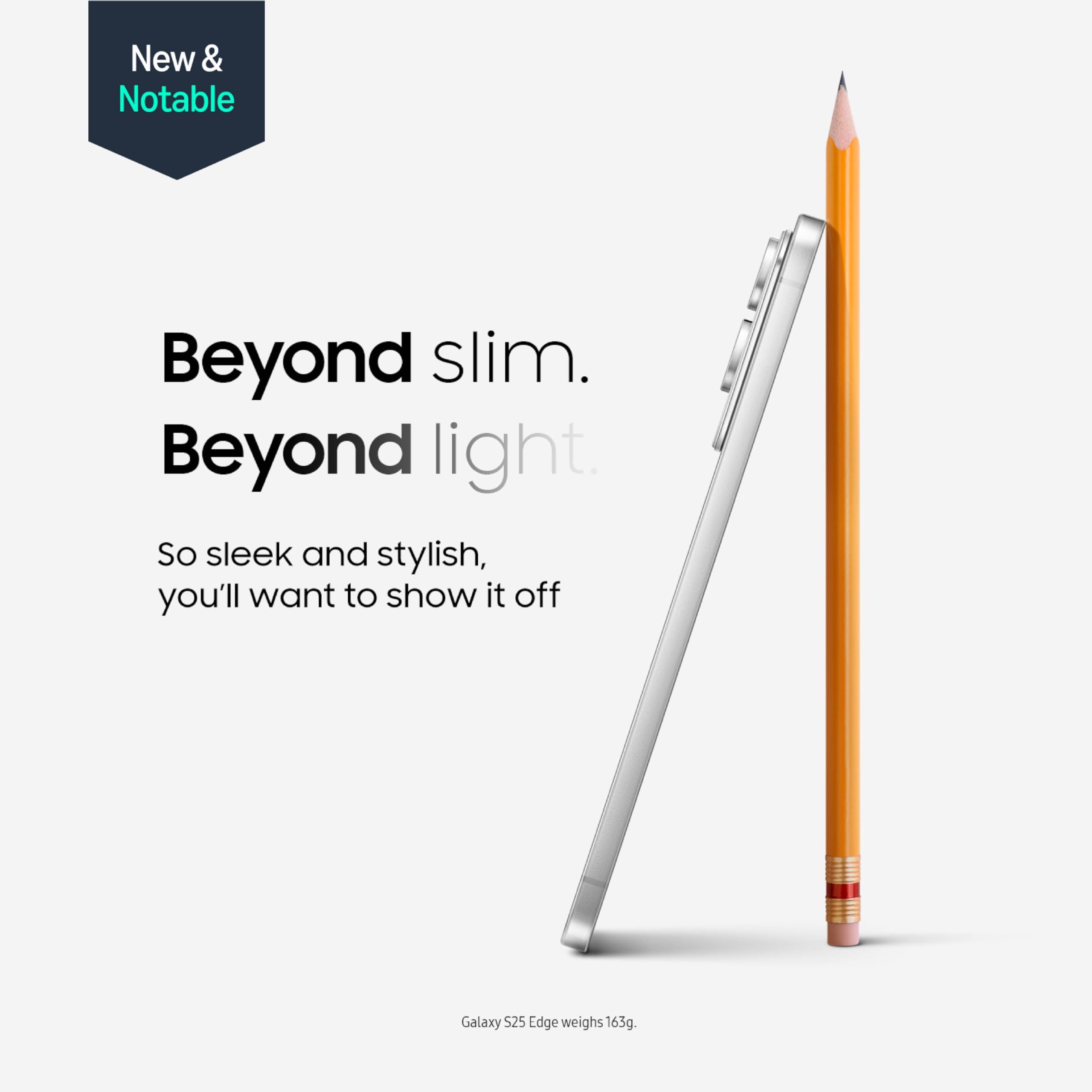 Samsung Galaxy S25 Edge Phone, 256 Gb Ai Smartphone, Unlocked Android, Night Video, Fast Processor, Proscaler Display, All-Day B