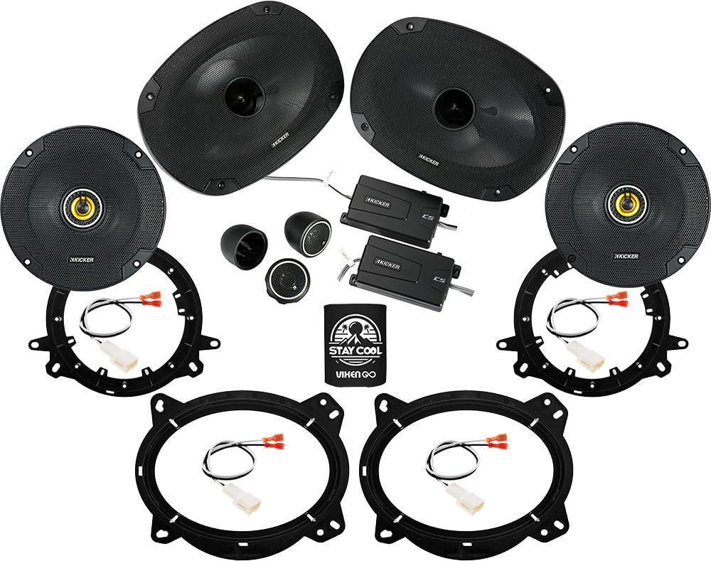 KICKER Front & Rear Door 6x9 & 6.5 Speakers Kit for Toyota Highlander 08-13 Upgrade Kit - 2 Pairs of CS Series 6x9 and 6 1/2 Inc