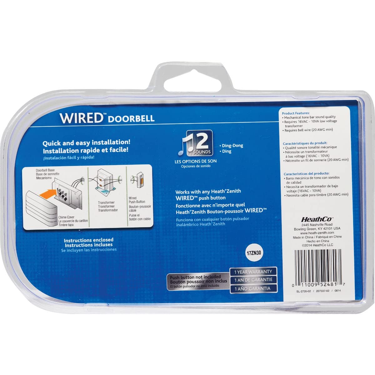 Heathco Sl2735 02 White Two Note Contemporary Door Chime