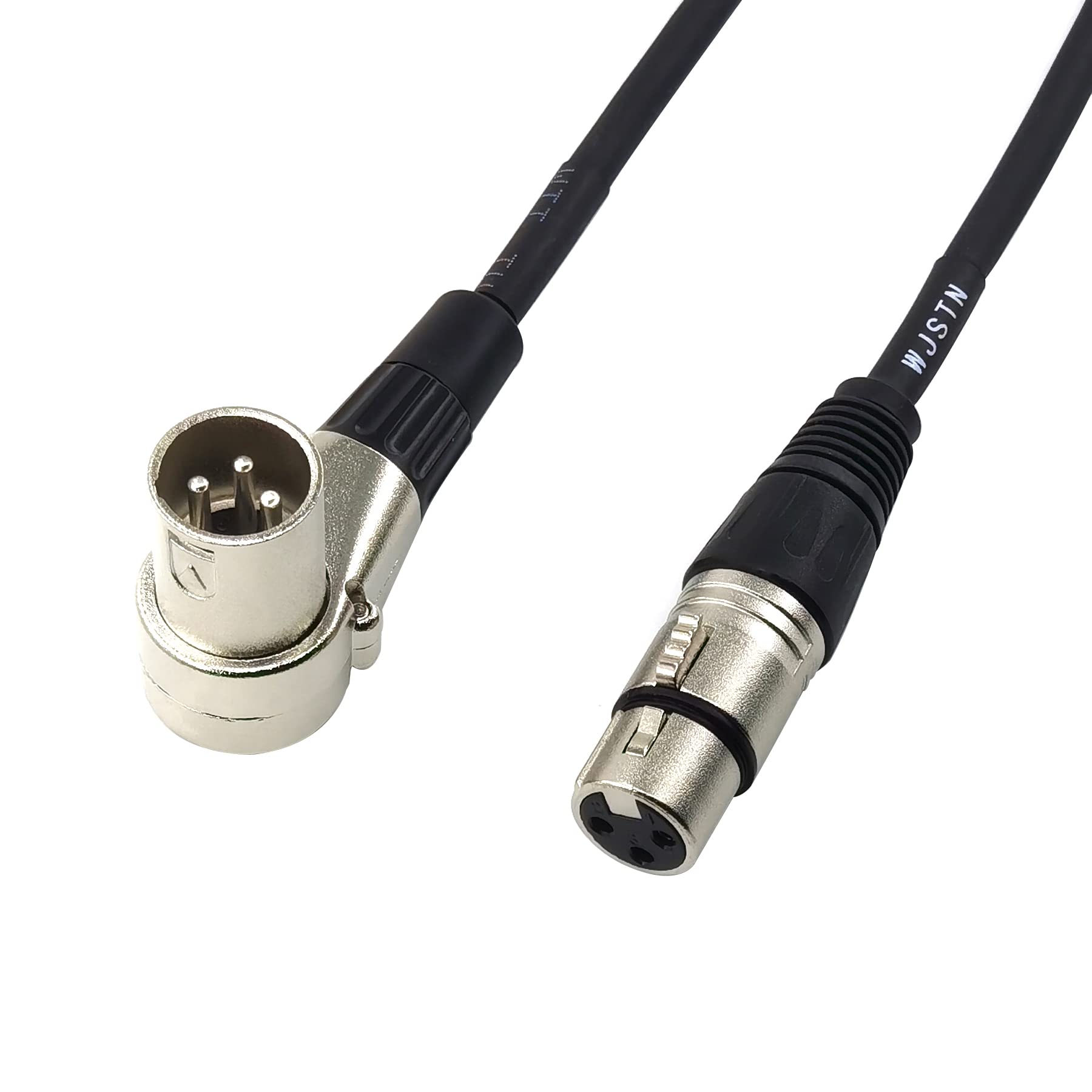 Wjstn 3 Pin Right Angle Male Xlr To Straight Female Xlr Plug Cable, Right Angle Xlr Adapter 2Ft/2 Pack