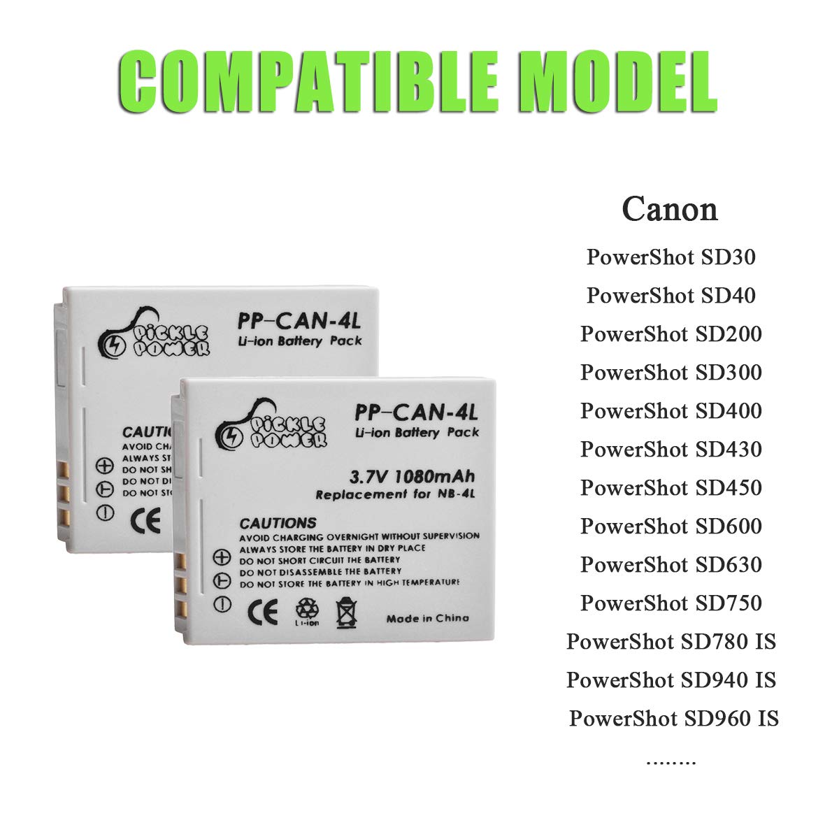 Pickle Power Nb 4L Battery And Led Display Charger For Canon Powershot Elph 100 Hs 300 Hs 330 Hs 310 Hs Sd1000 Sd1100 Is Sd1400