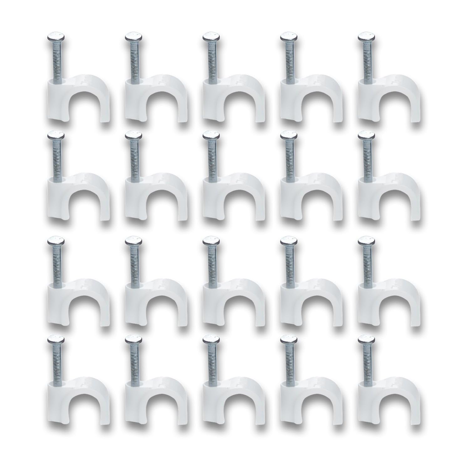 Nilay Wire Wall Clips, Plastic Cable Clips Round Wire Pins With Steel Nail (20 Pcs Set)