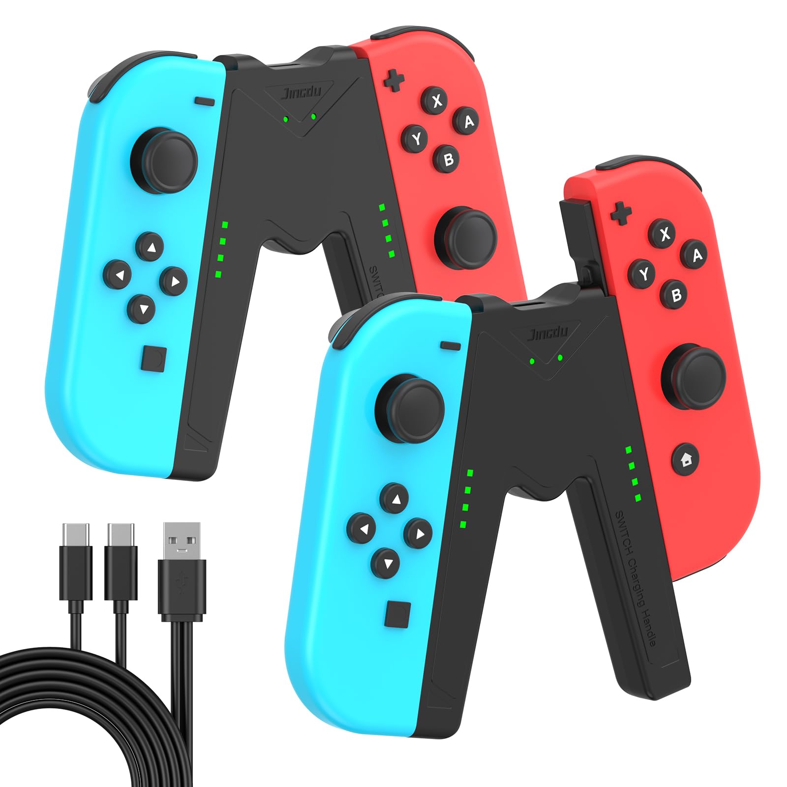 JINGDU Switch Joy-Con Charging Grip Compatible with Nintendo Switch Standard & OLED Model, Play While Charging, Portable V-Shape