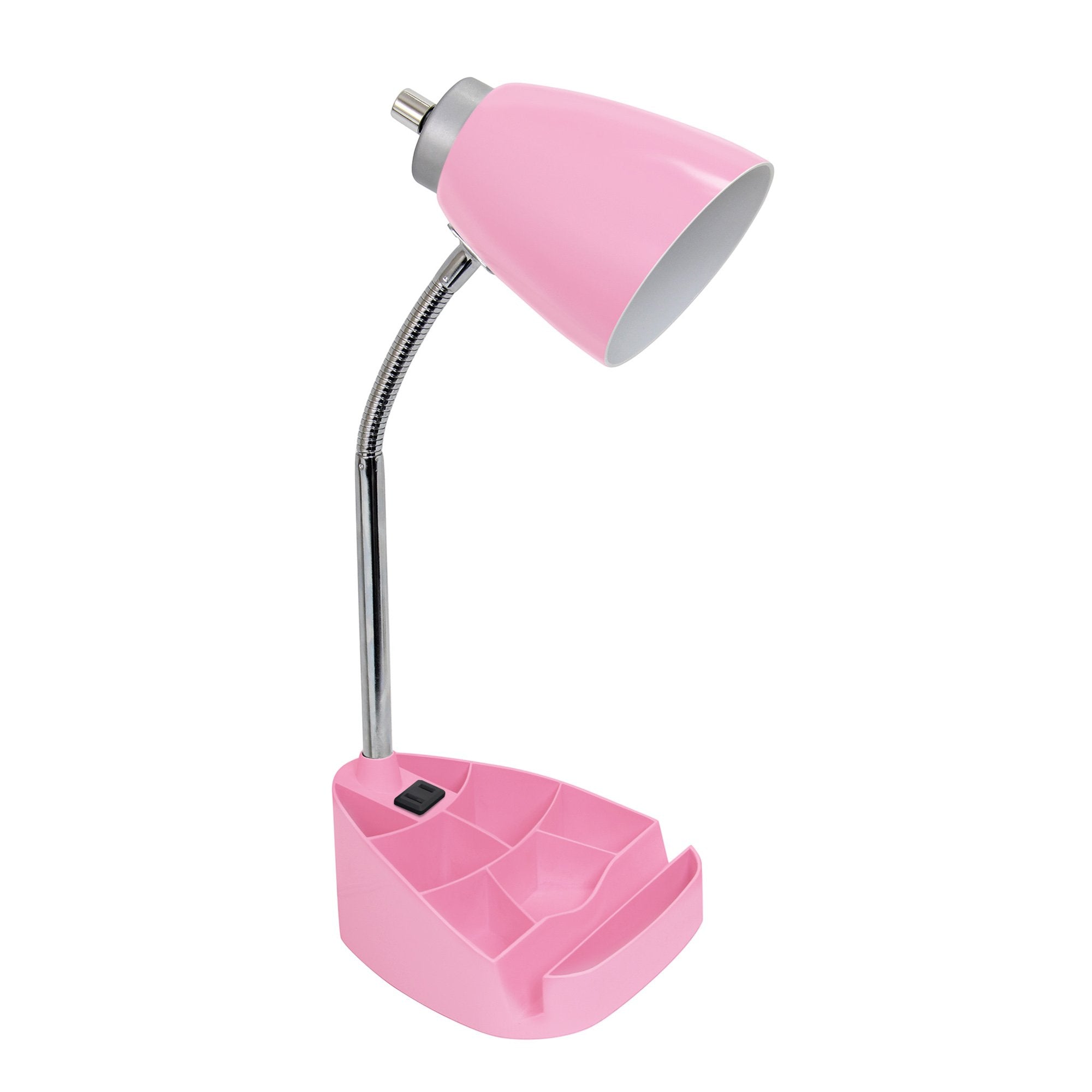 Limelights Ld1057 Pnk Gooseneck Organizer Desk Lamp With Ipad Tablet Stand Book Holder And Charging Outlet, Pink